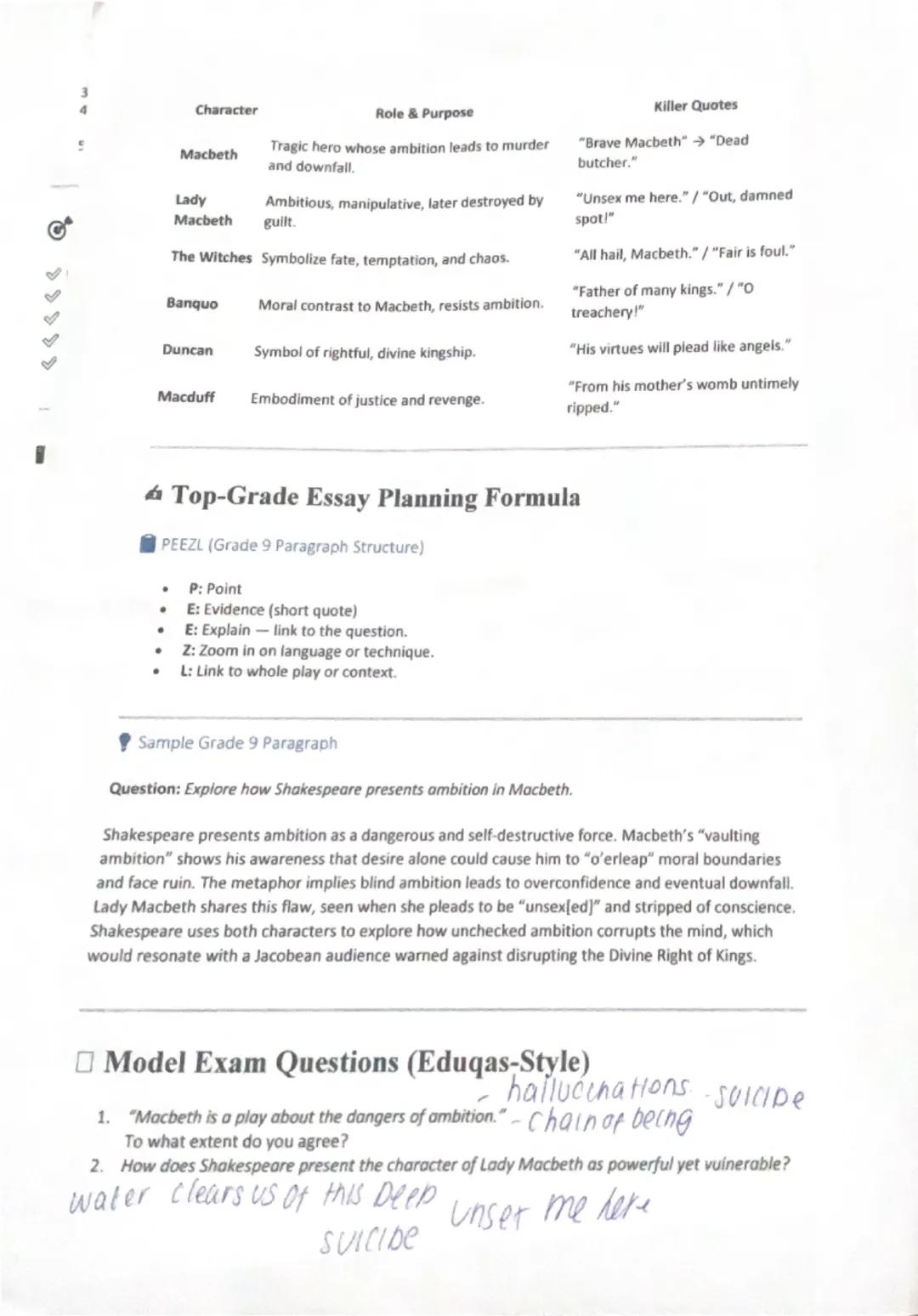 # Key Themes & Analysis Plans

## 1. Ambition

**Big Idea:** Shakespeare presents ambition as a destructive and morally corrupting force.
Ma