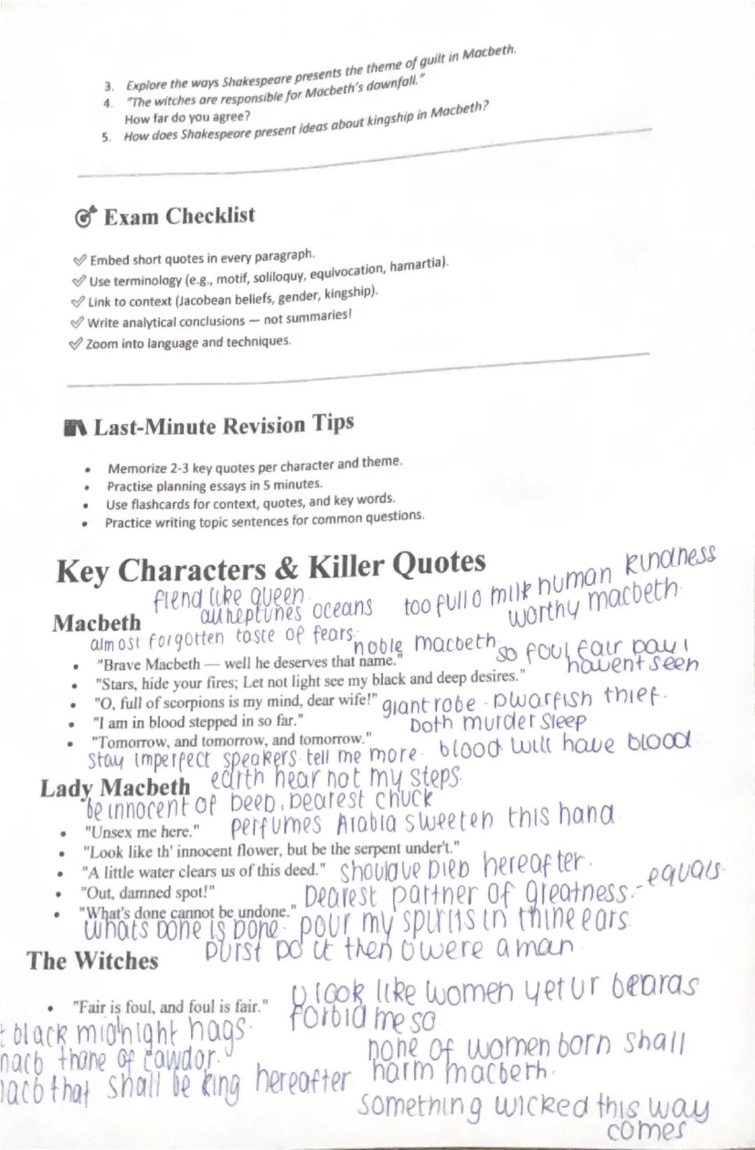 # Key Themes & Analysis Plans

## 1. Ambition

**Big Idea:** Shakespeare presents ambition as a destructive and morally corrupting force.
Ma