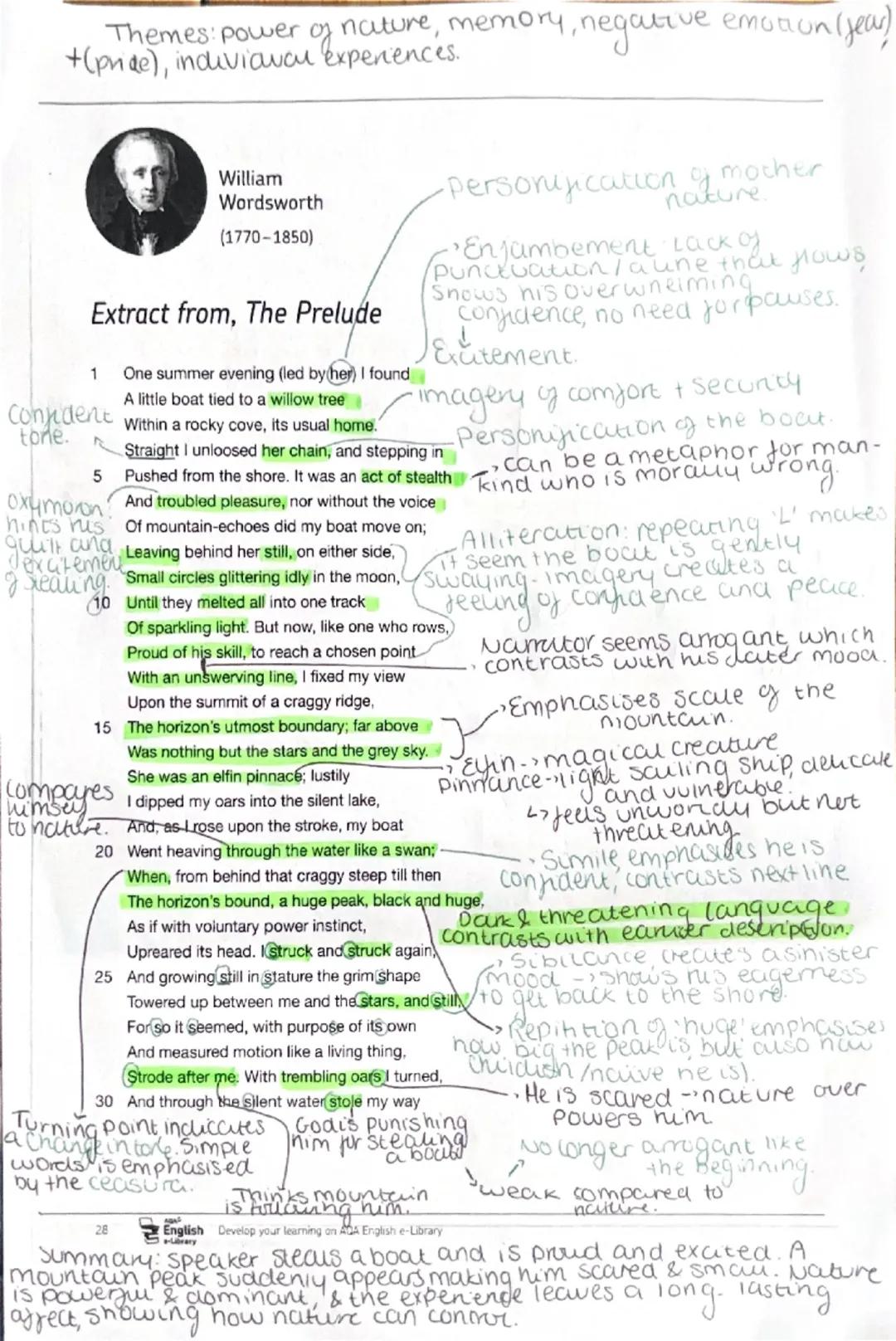 The Prelude, Power and Conflict English Literature Poems