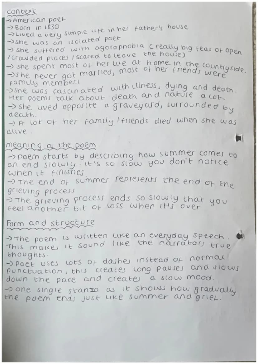WJEC Edugas GCSE Poetry Anthology
NOUN - symbolises all the best things about
it. summer juxtaposes grier. Highughts
her depression.
imperce