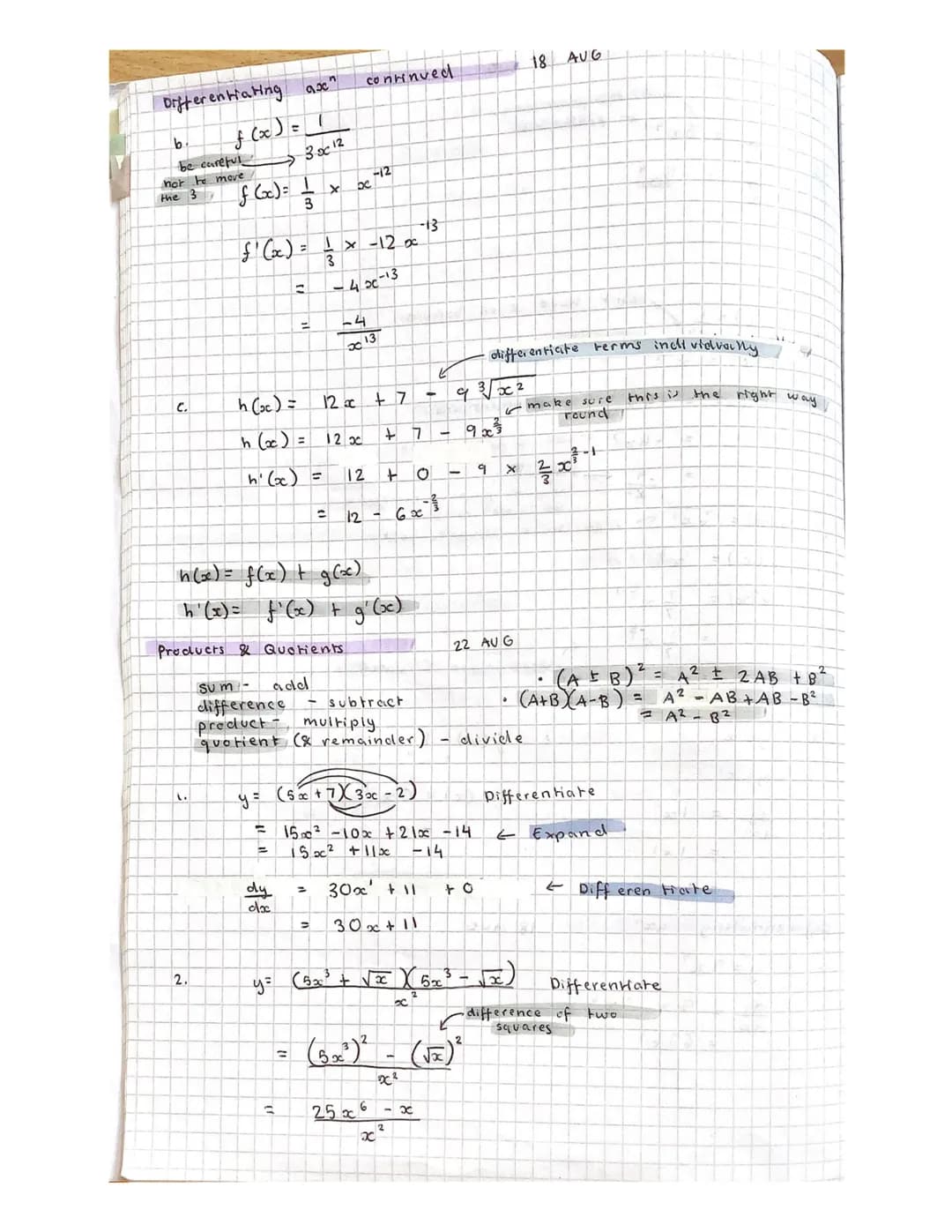 Differentiation
a.
Ay
4x
↑
gradient
b.
C
2
y =
a.
dy
dx
ද
y = x
y = x¹
dy
dx
6
=
f (x ) = 1
x4
f(x) = x-4
dy
doc
=
1
Differentiating
v (x) =