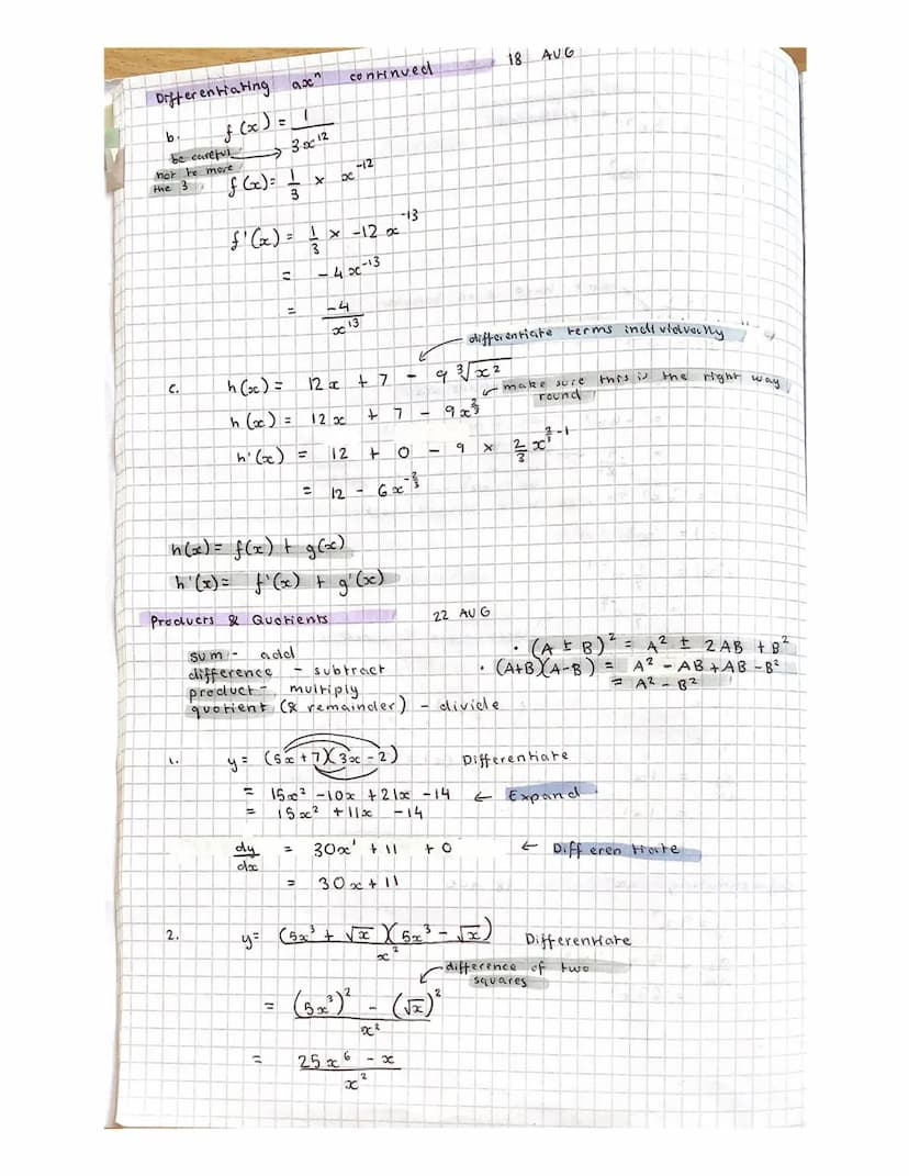 Differentiation
a.
Ay
4x
↑
gradient
b.
C
2
y =
a.
dy
dx
ද
y = x
y = x¹
dy
dx
6
=
f (x ) = 1
x4
f(x) = x-4
dy
doc
=
1
Differentiating
v (x) =