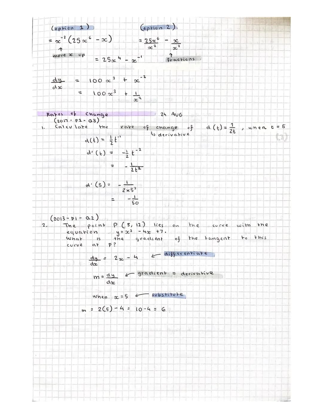 Differentiation
a.
Ay
4x
↑
gradient
b.
C
2
y =
a.
dy
dx
ද
y = x
y = x¹
dy
dx
6
=
f (x ) = 1
x4
f(x) = x-4
dy
doc
=
1
Differentiating
v (x) =