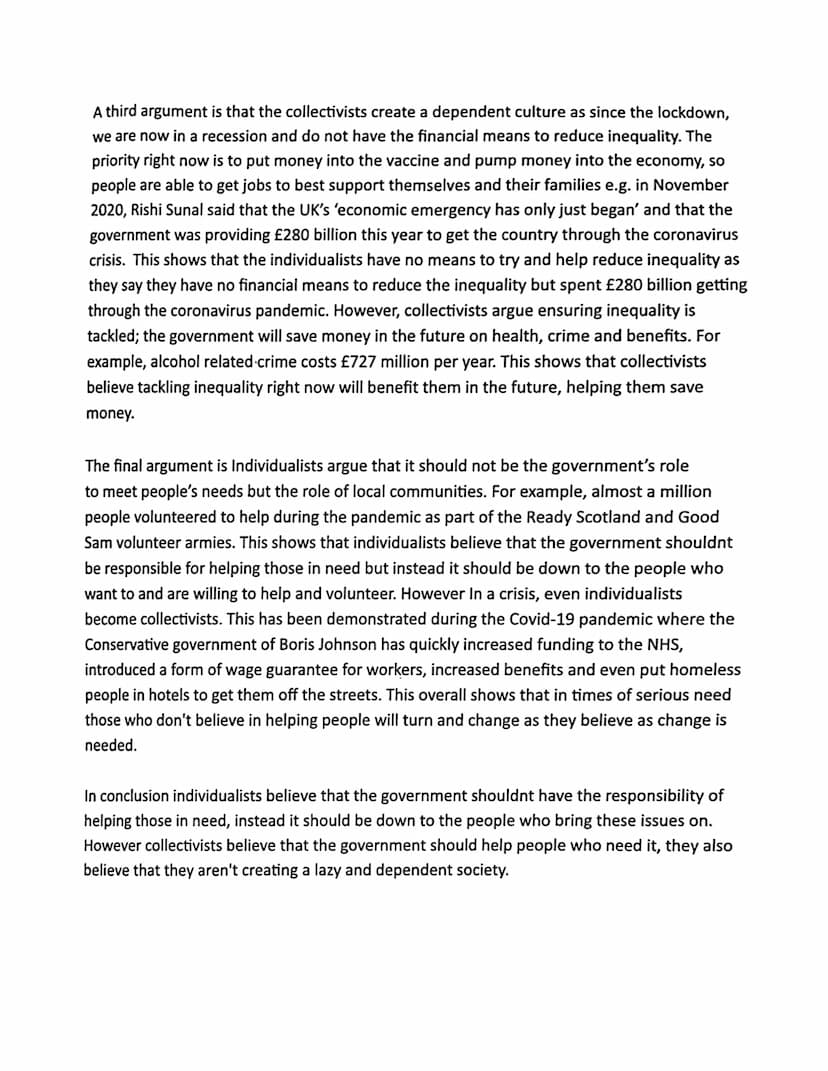 Modern Studies Essay
Evaluate the view that the government should be responsible for tackling
social inequality
This essay will look into ho