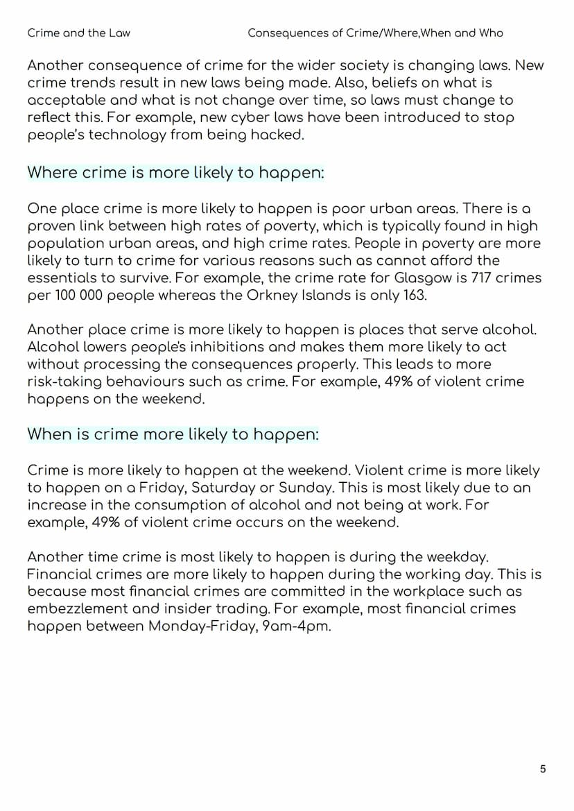 Nat 5 Modern Studies
Revision Booklet
Unit 1- Crime and the Law:
• Causes of Crime
Consequences of Crime
• Where, When and Who
• The Police
