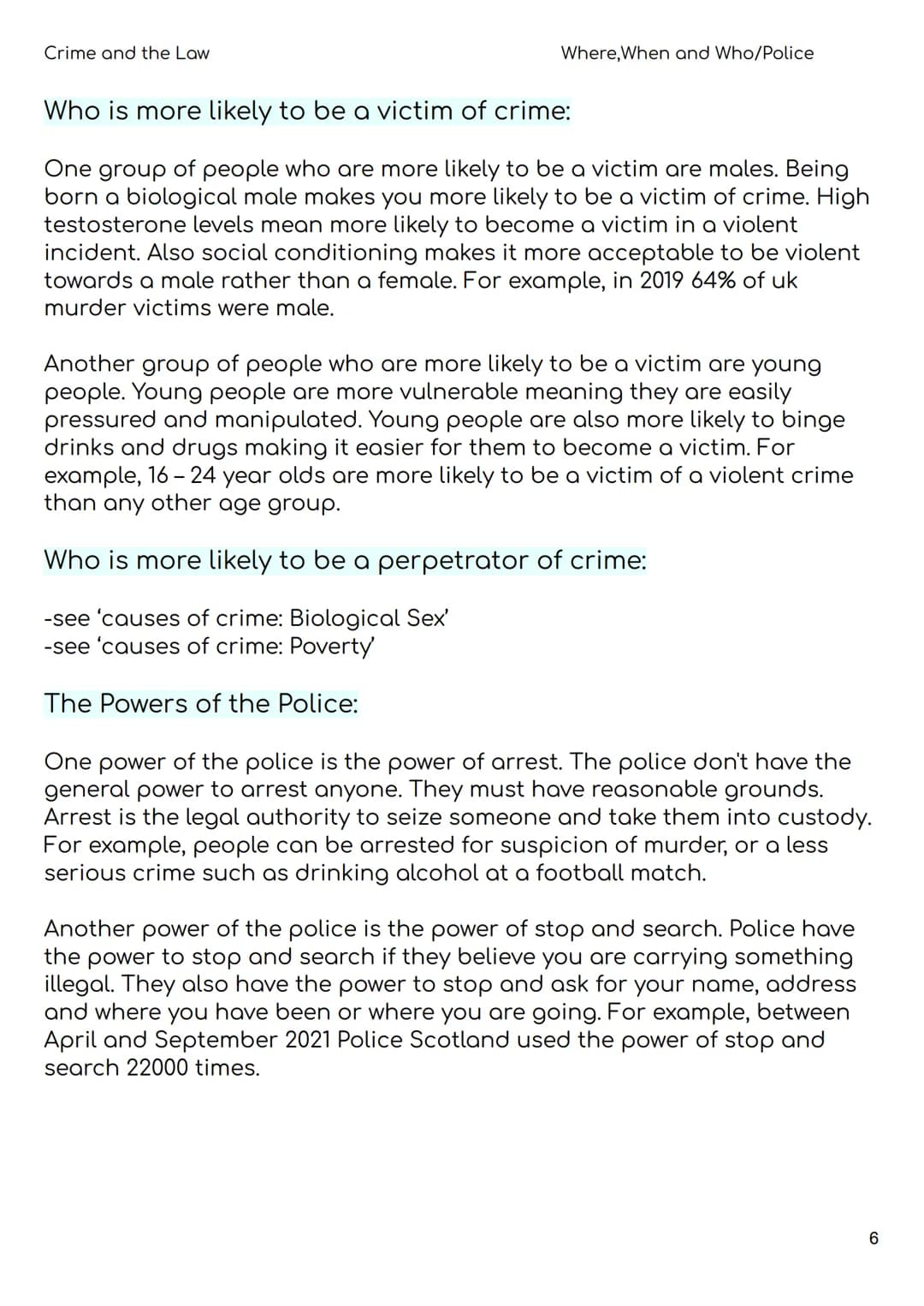Nat 5 Modern Studies
Revision Booklet
Unit 1- Crime and the Law:
• Causes of Crime
Consequences of Crime
• Where, When and Who
• The Police
