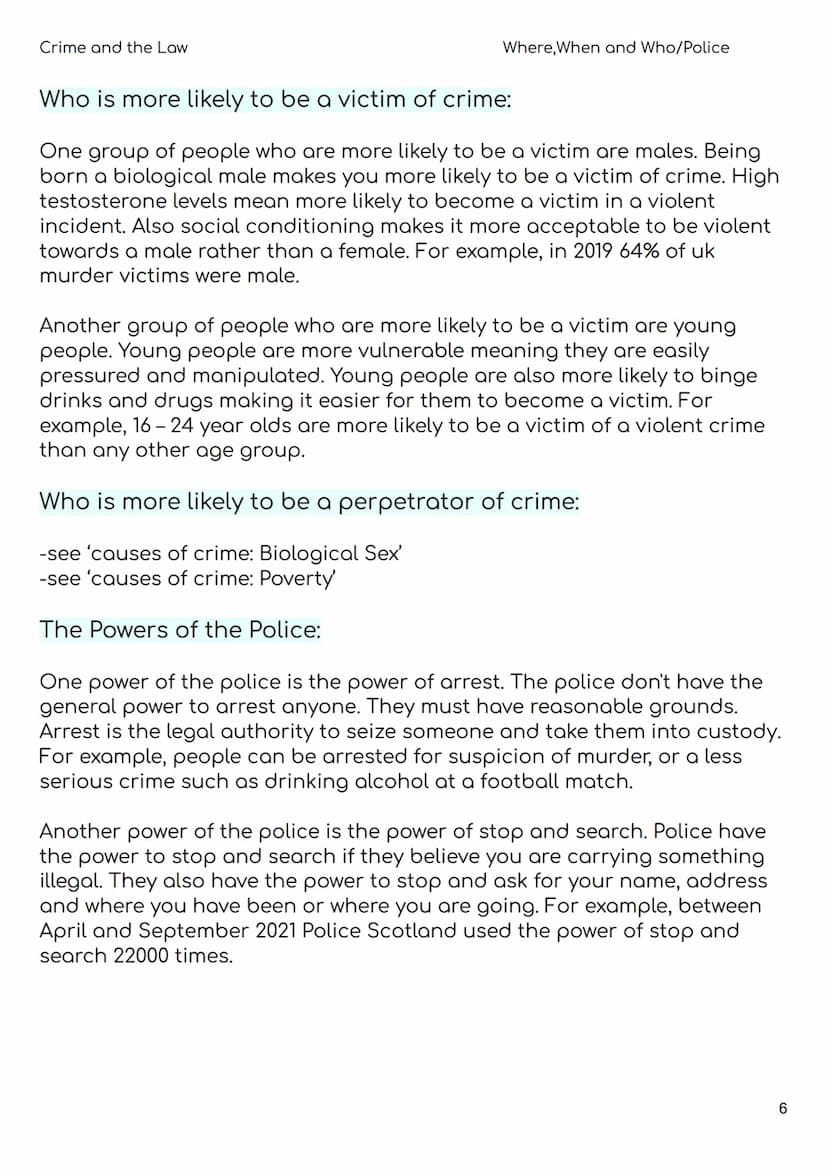 Nat 5 Modern Studies
Revision Booklet
Unit 1- Crime and the Law:
• Causes of Crime
Consequences of Crime
• Where, When and Who
• The Police
