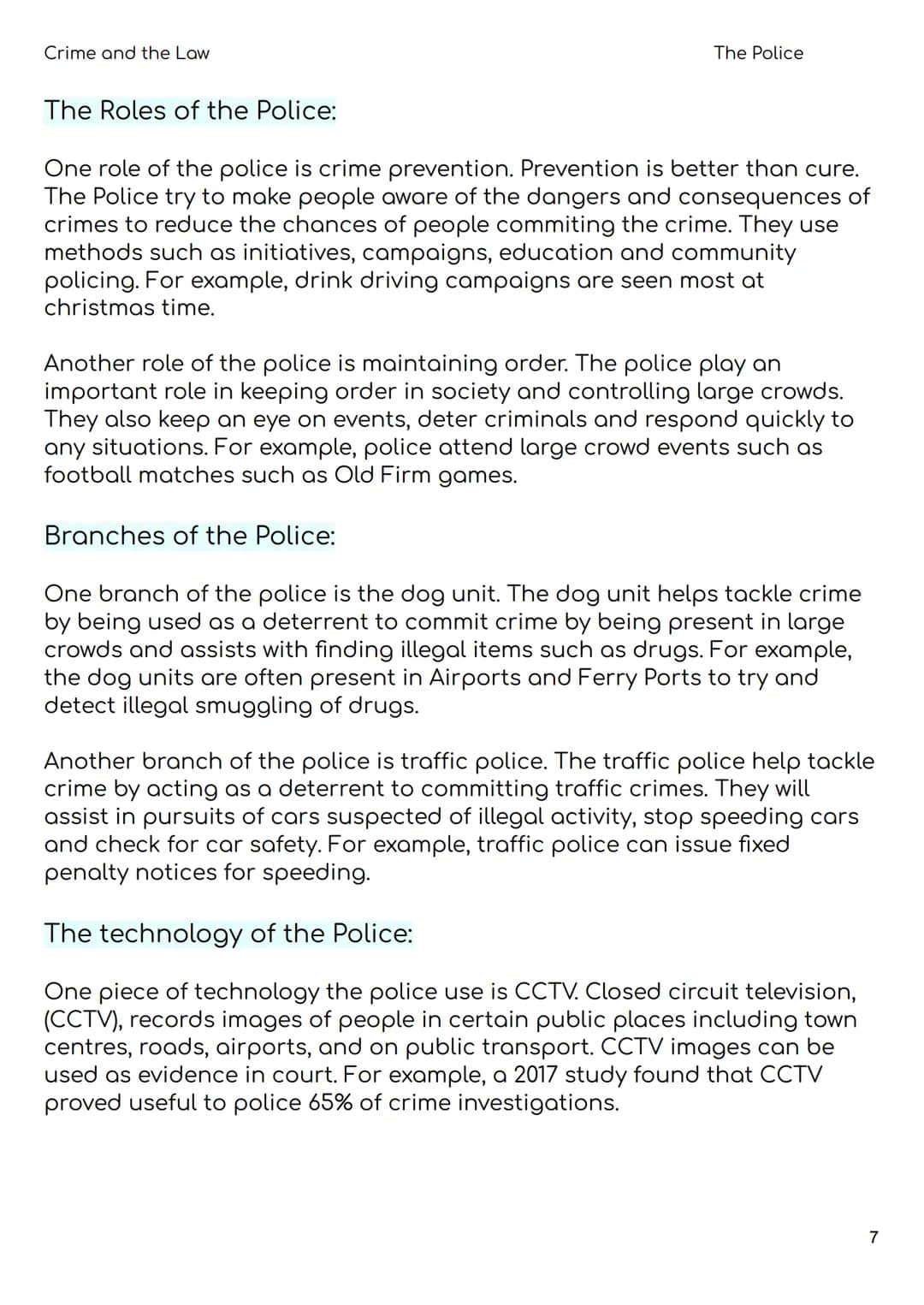 Nat 5 Modern Studies
Revision Booklet
Unit 1- Crime and the Law:
• Causes of Crime
Consequences of Crime
• Where, When and Who
• The Police
