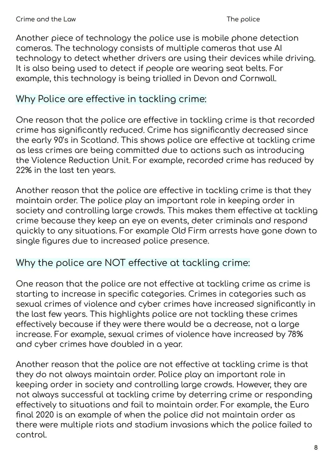 Nat 5 Modern Studies
Revision Booklet
Unit 1- Crime and the Law:
• Causes of Crime
Consequences of Crime
• Where, When and Who
• The Police
