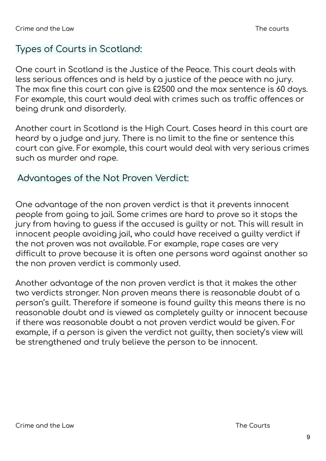 Nat 5 Modern Studies
Revision Booklet
Unit 1- Crime and the Law:
• Causes of Crime
Consequences of Crime
• Where, When and Who
• The Police
