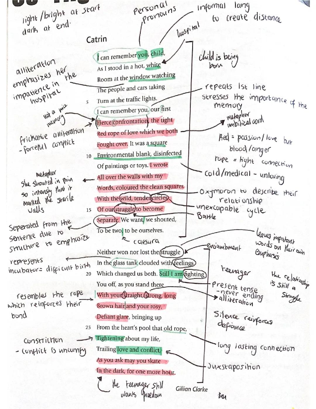 Catrin annotated poem