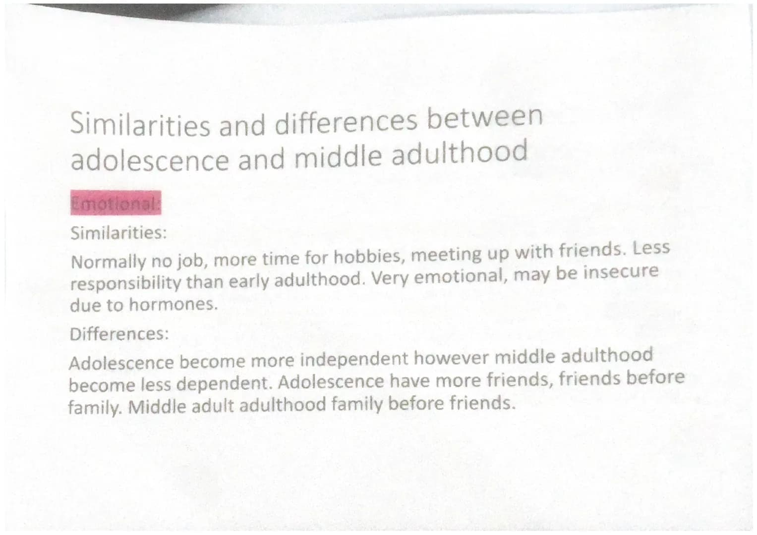 Adolescence 9-18 Physical development
Facial hair
ges
-gain weight
-body hair
-puberty
-acne
Host all baby teeth
Both
Intellectual
developme