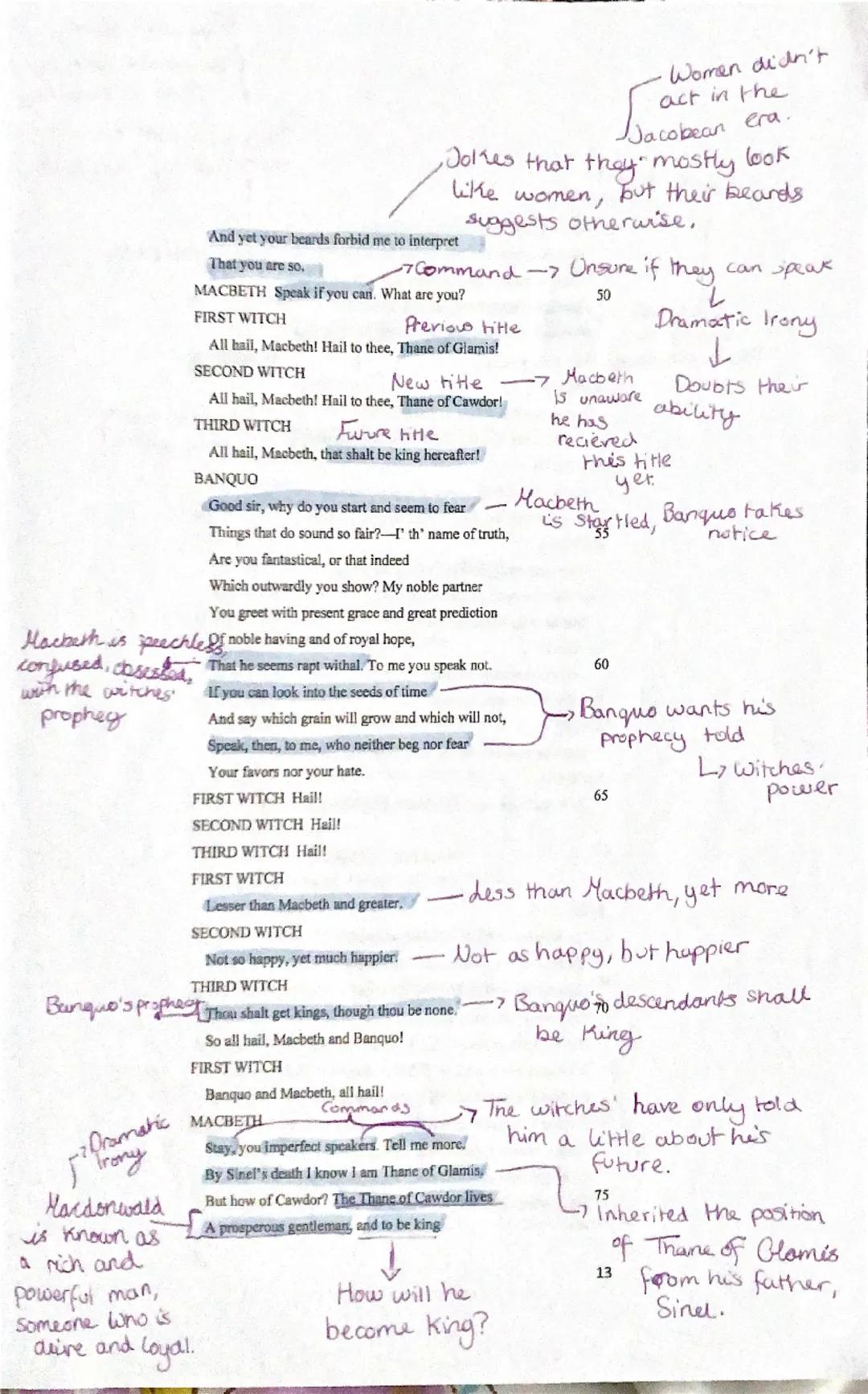 Scene 3
Thunder. Enter the three Witches.
FIRST WITCH Where hast thou been, sister?
SECOND WITCH Killing swine.
Whatever Macdonwald
Lost.
TH