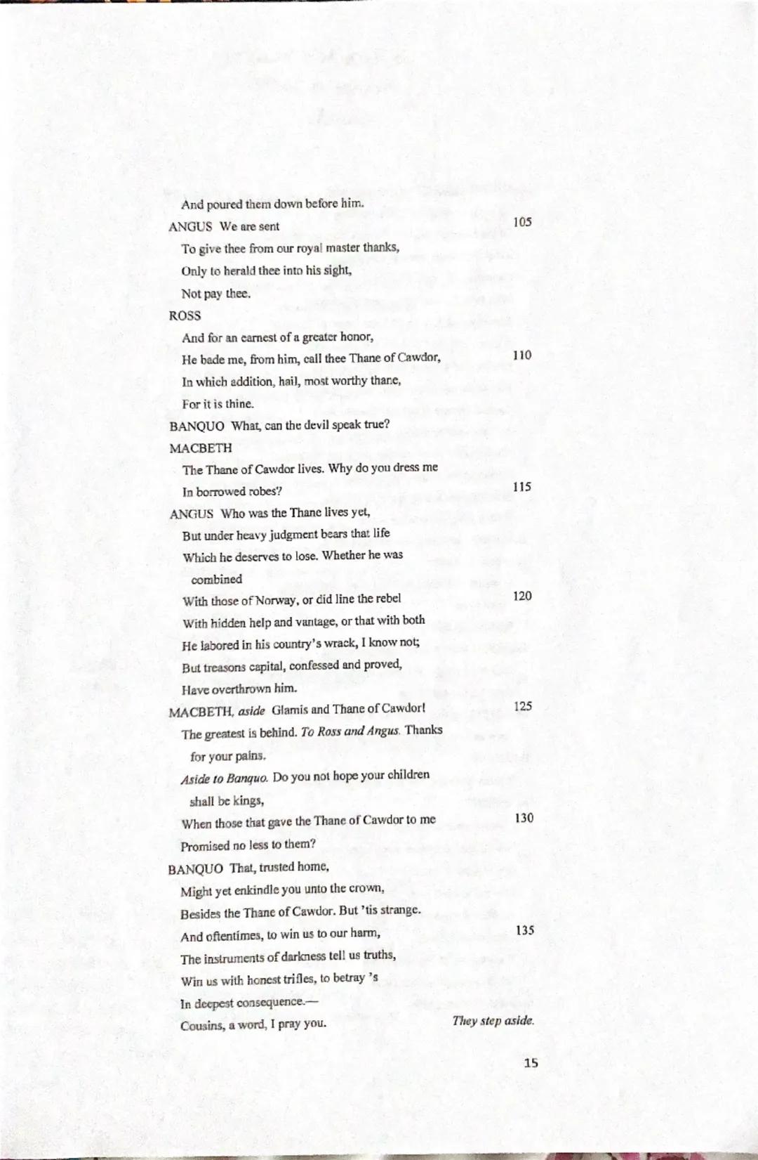 Scene 3
Thunder. Enter the three Witches.
FIRST WITCH Where hast thou been, sister?
SECOND WITCH Killing swine.
Whatever Macdonwald
Lost.
TH