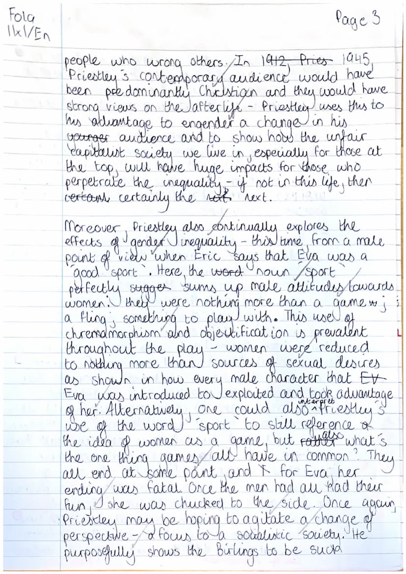 tola
Mr Cross
11x1/En
Page 1
1.)2) Priestley
uses an eclectic range of techniques and
literary devices to expose the harrowing, tragic conse