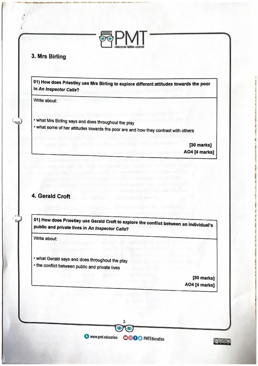 4. Ge
1) Ho
iblica
ite ab
at Ge
confil
Г
DT-
In the Inspector Calls, Priestly uses Mrs Birling to explore how the upper class held prejudice