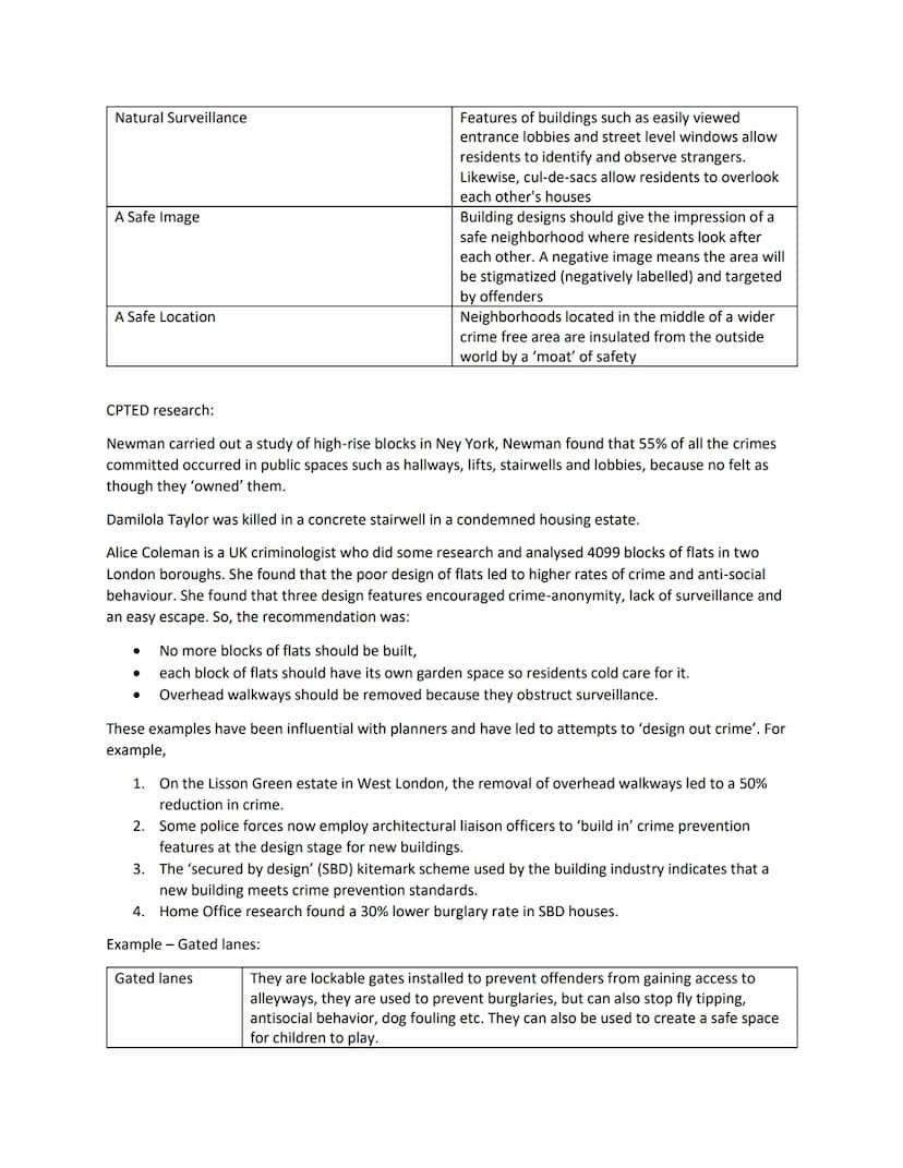AC 3.2 describe the contribution of agencies to achieving social control
Environmental design:
Involves what a neighborhood looks like and h