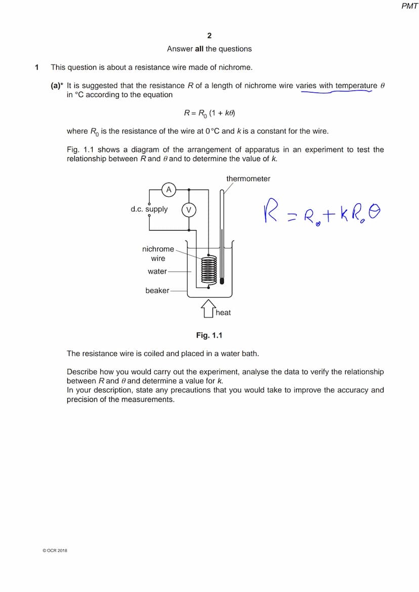 6905 1970 4
OCR
Oxford Cambridge and RSA
A Level Physics A
H556/03 Unified physics
Thursday 14 June 2018 - Morning
Time allowed: 1 hour 30 m