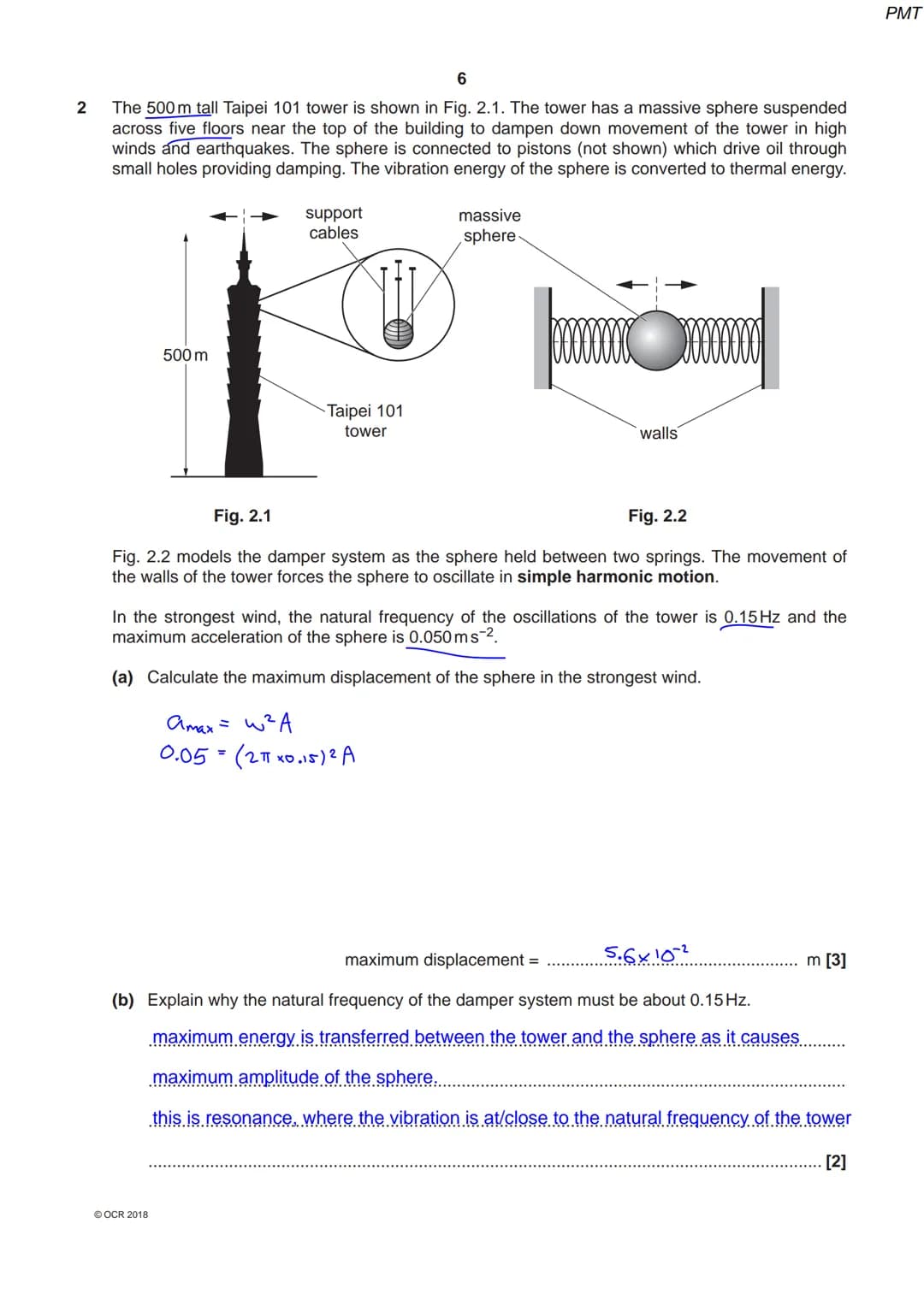 6905 1970 4
OCR
Oxford Cambridge and RSA
A Level Physics A
H556/03 Unified physics
Thursday 14 June 2018 - Morning
Time allowed: 1 hour 30 m