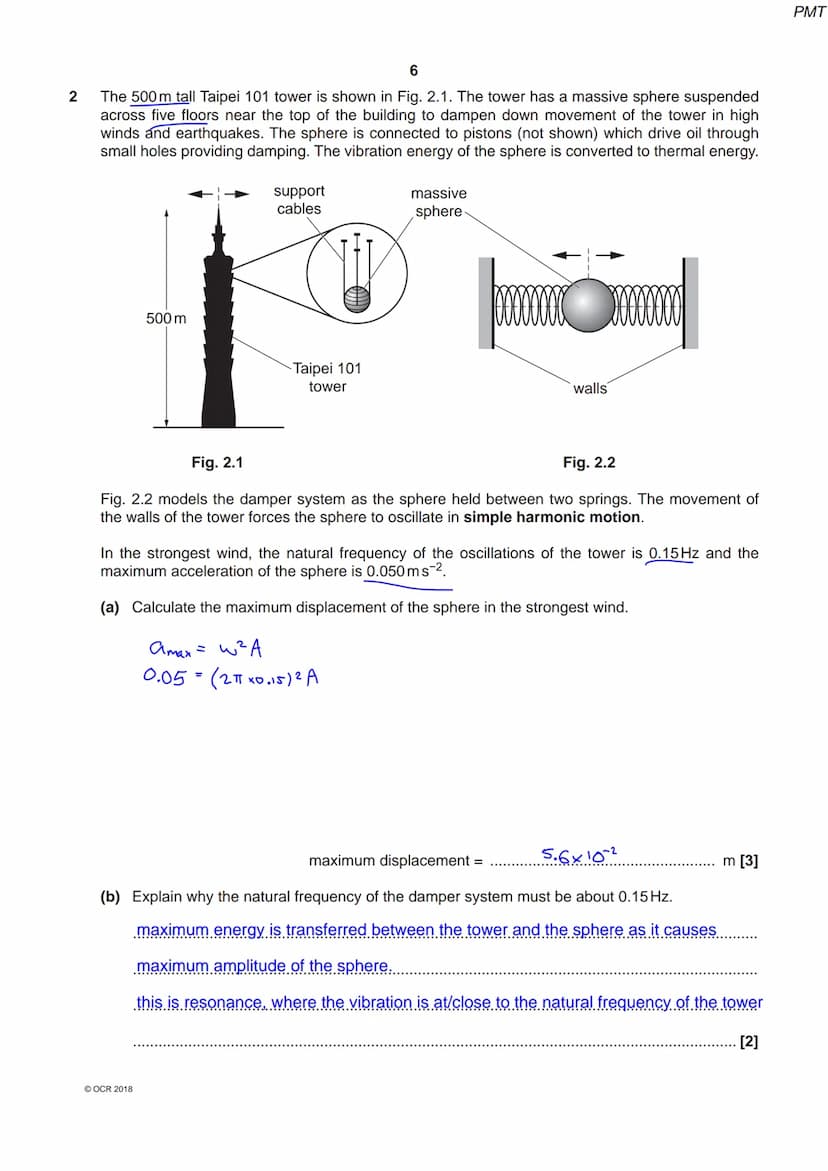 6905 1970 4
OCR
Oxford Cambridge and RSA
A Level Physics A
H556/03 Unified physics
Thursday 14 June 2018 - Morning
Time allowed: 1 hour 30 m