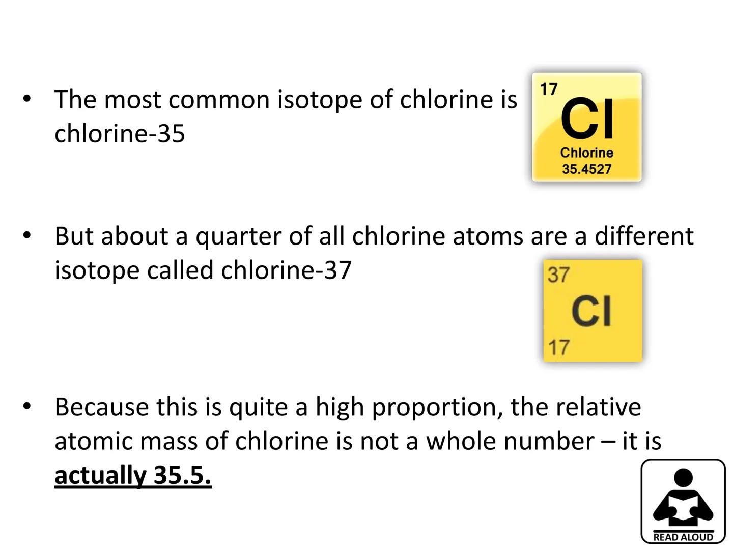 c/w 5.1.1.6 Relative atomic mass
LOS: To be able to:
Explain how the existence of isotopes results in relative
atomic masses of some element