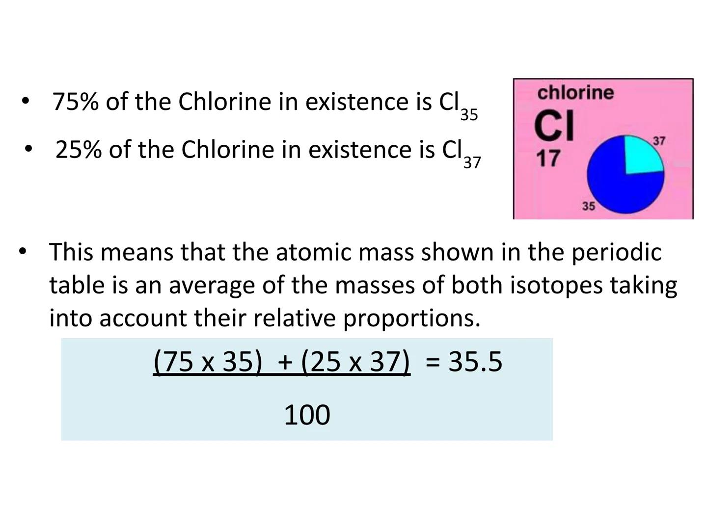 c/w 5.1.1.6 Relative atomic mass
LOS: To be able to:
Explain how the existence of isotopes results in relative
atomic masses of some element