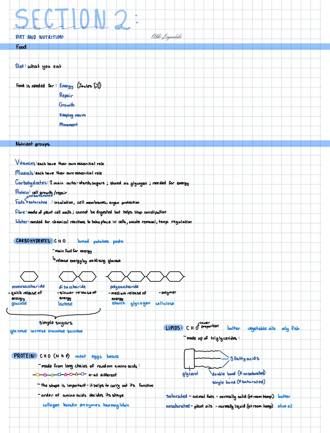 Biology- Diet and Nutrition