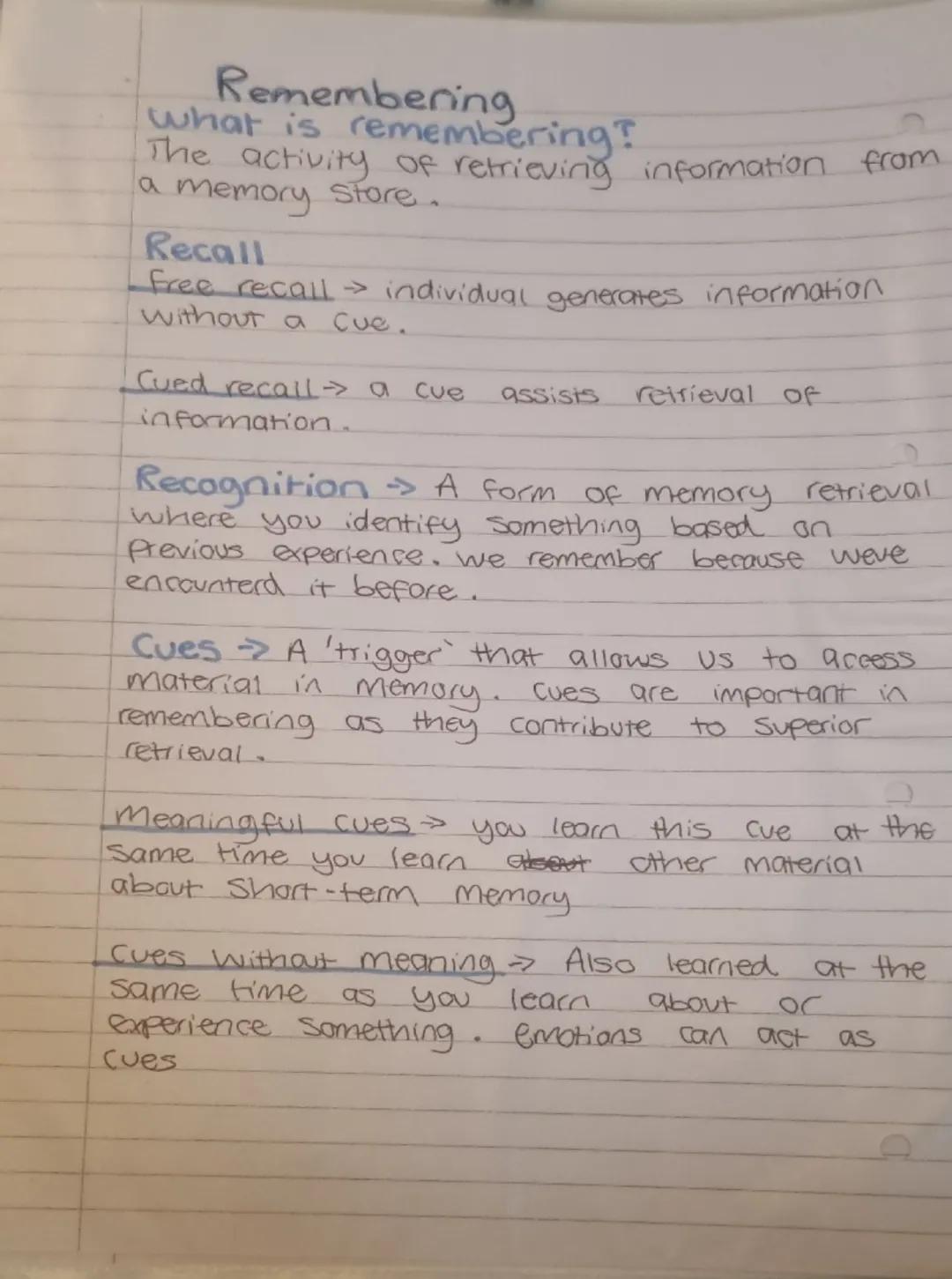 characteristics of Memory Stores.
length of time material can be
Duration
kept in a memory store.
Capacity Amount of material that can be
a 