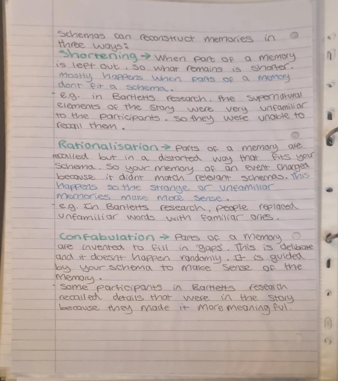 characteristics of Memory Stores.
length of time material can be
Duration
kept in a memory store.
Capacity Amount of material that can be
a 