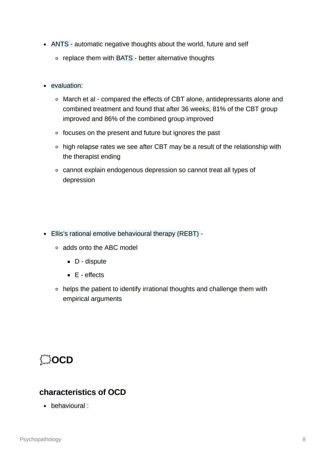 Psychopathology
Definitions of abnormality
• statistical infrequency - when an individual has less common characteristics,
those which are n