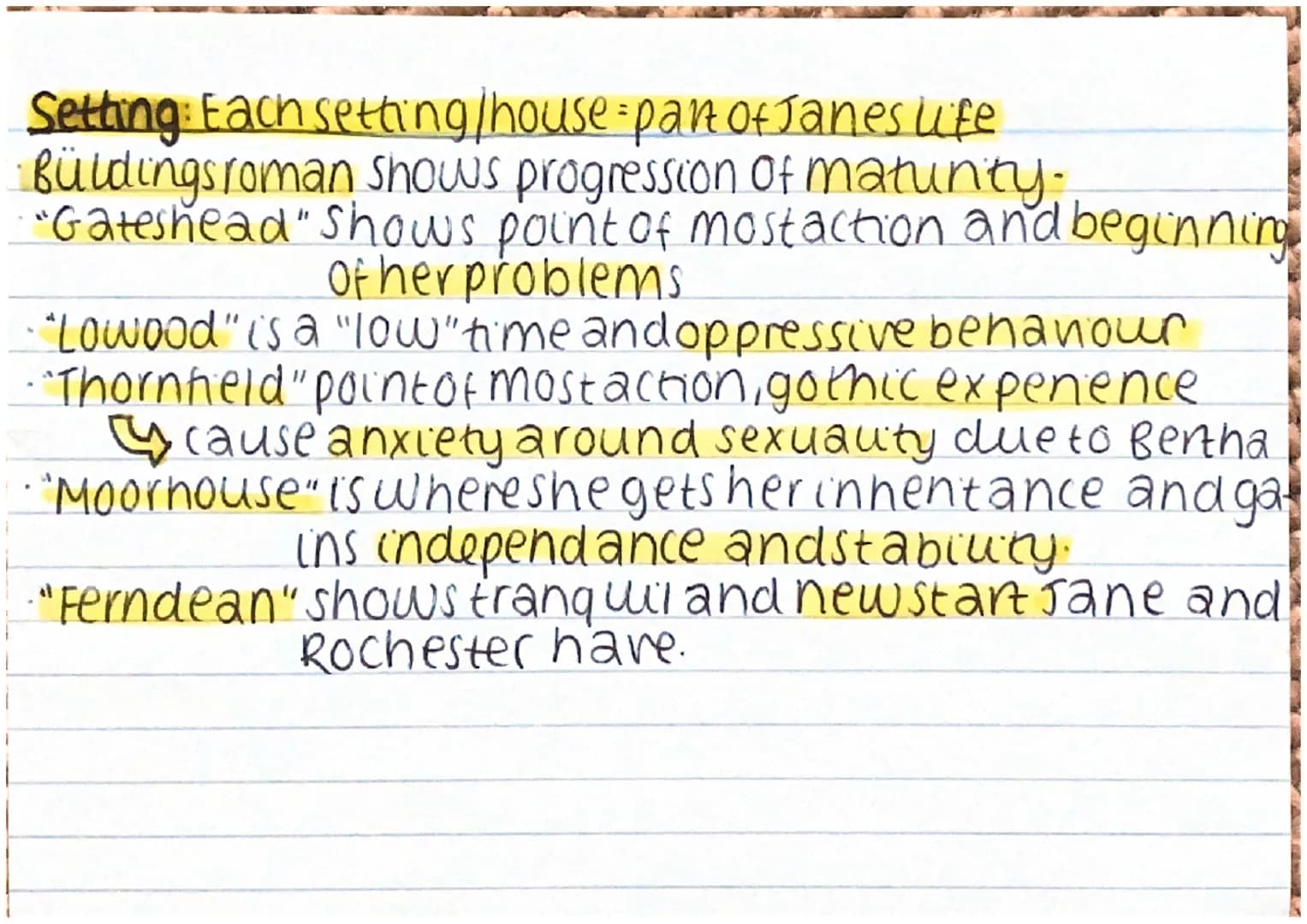 Religion: Jane has an innerstruggle between morals and
pleasure.
Jane experiences intwences of religion through characters. T
Mr Brocklehurs