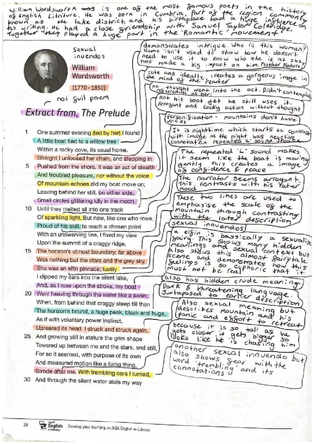 The Prelude Poem PDF GCSE - Extract & Analysis, Wordsworth & Coleridge