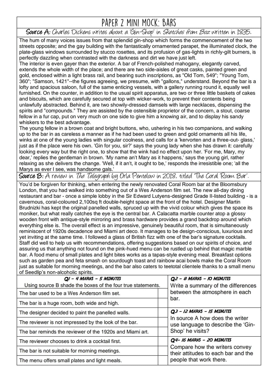 PAPER 2 MINI MOCK: GENDER
Source A: A transcript of Emma Watson's speech to the UN in 2014 beginning the HeForShe Campaign.
Men, I would lik