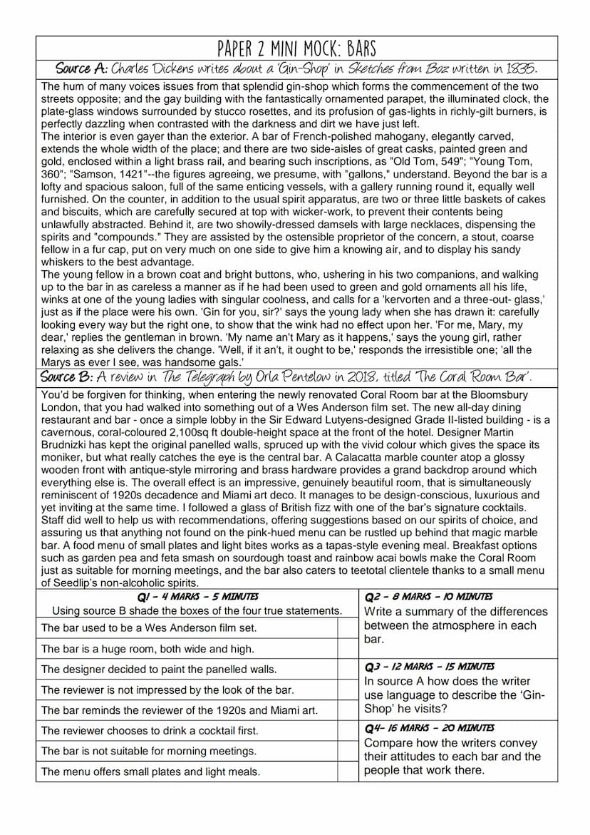 PAPER 2 MINI MOCK: GENDER
Source A: A transcript of Emma Watson's speech to the UN in 2014 beginning the HeForShe Campaign.
Men, I would lik