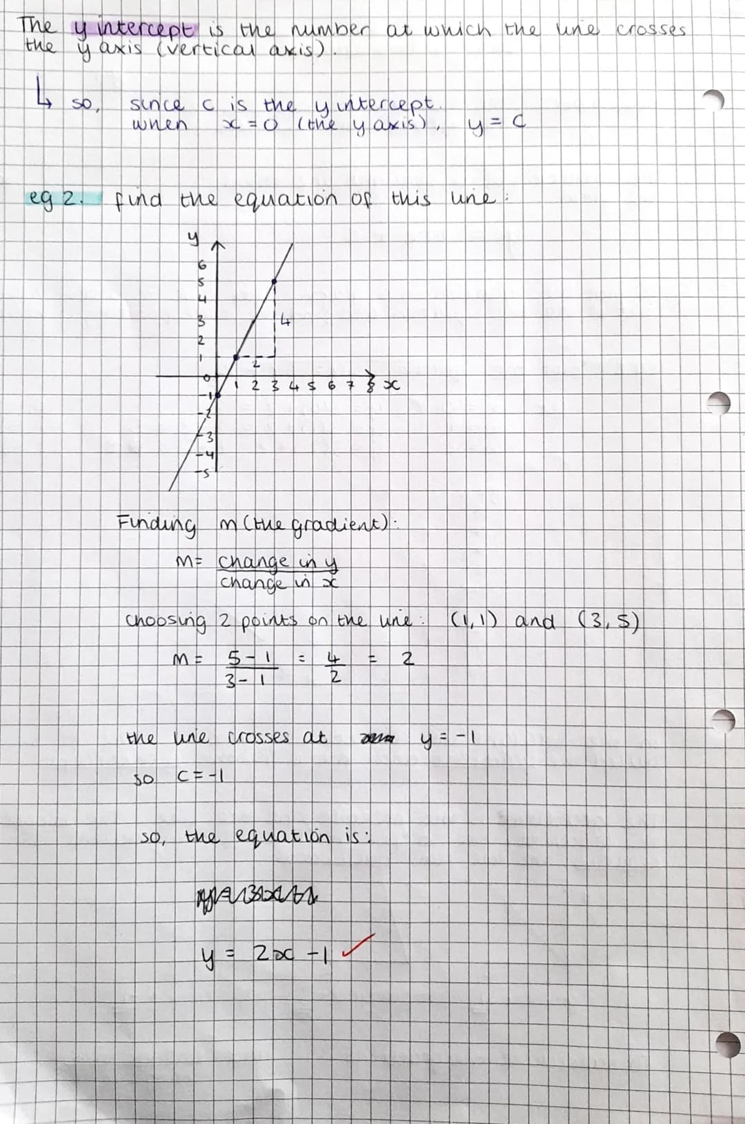 [
Remember:
Straight Line Graphs
The ocaxis is the horizontal axis
The yaxis is the vertical axis
The equation of a straight line takes
the 