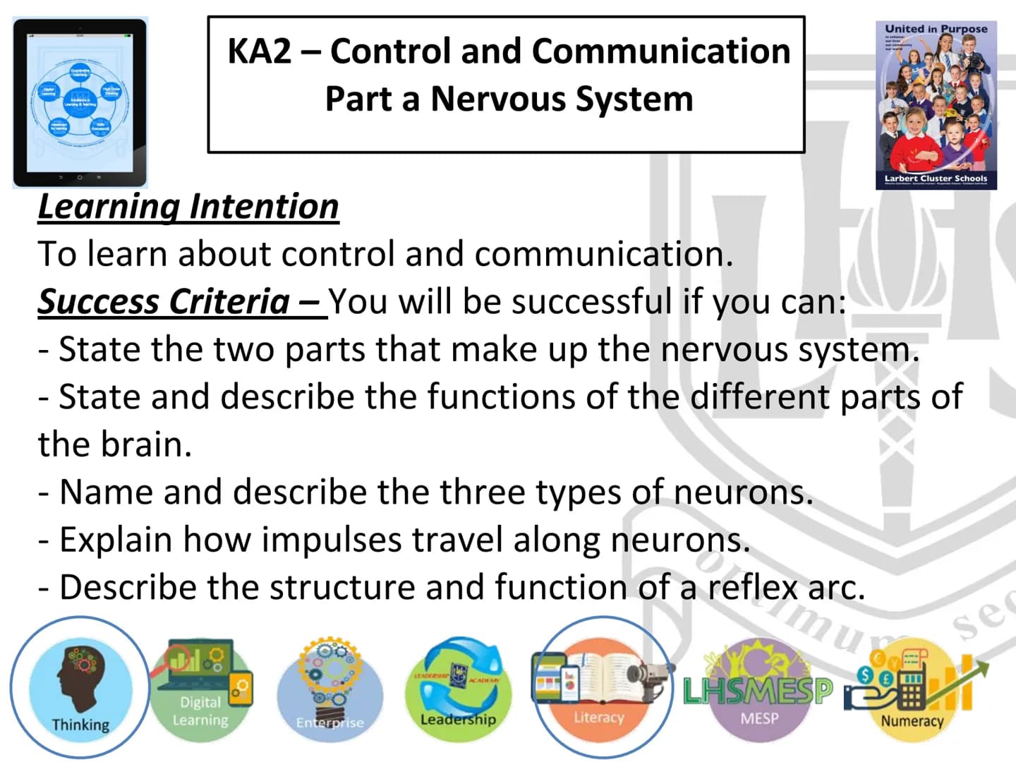 N5 Unit 2 KA2
Control and
Communication
Part a - Nervous System N5 biology course
1. Cell Biology
2.
3. Life on Earth
Multicellular Organism