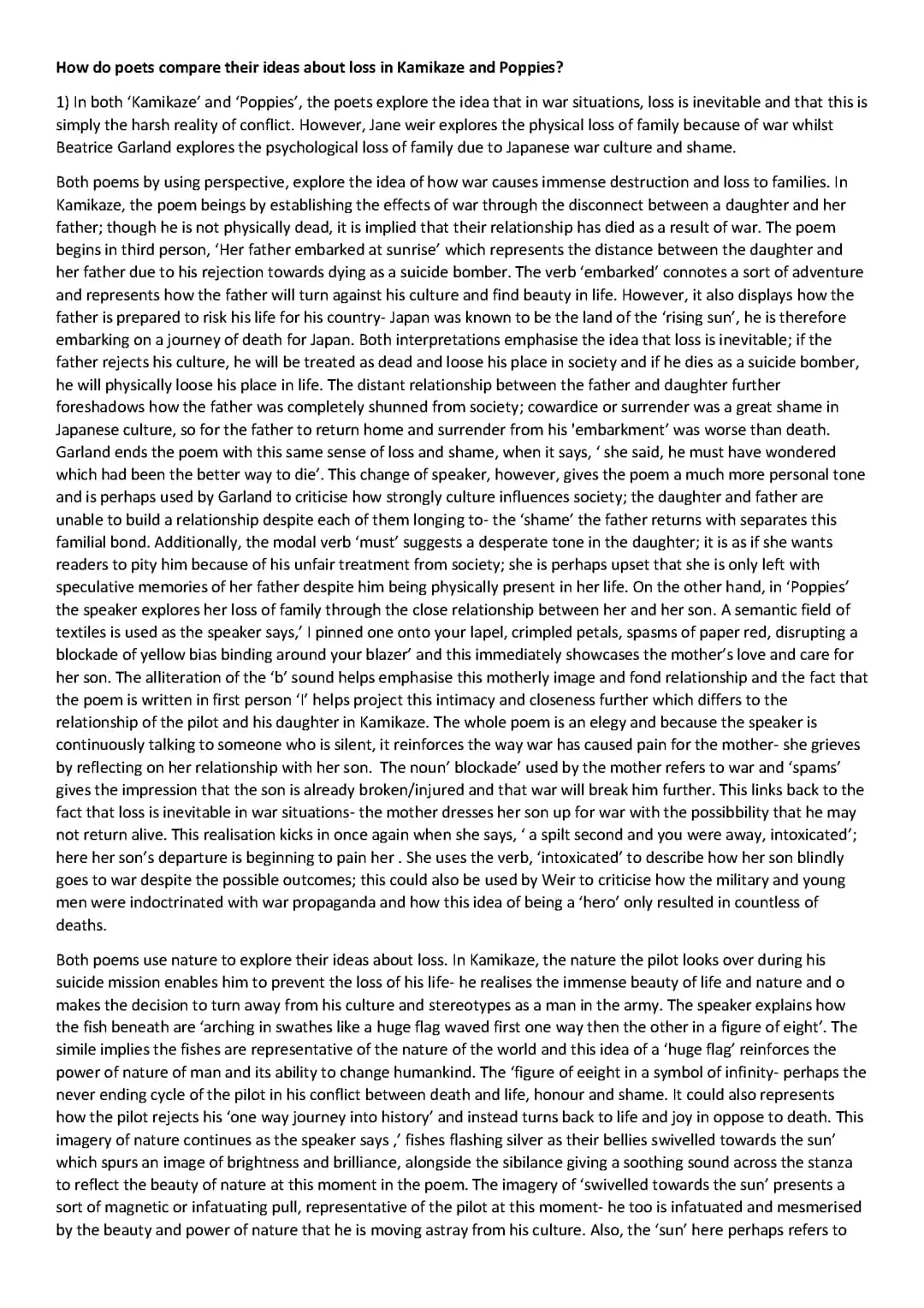Three essays on Power and Conflict poem comparison GRADE9