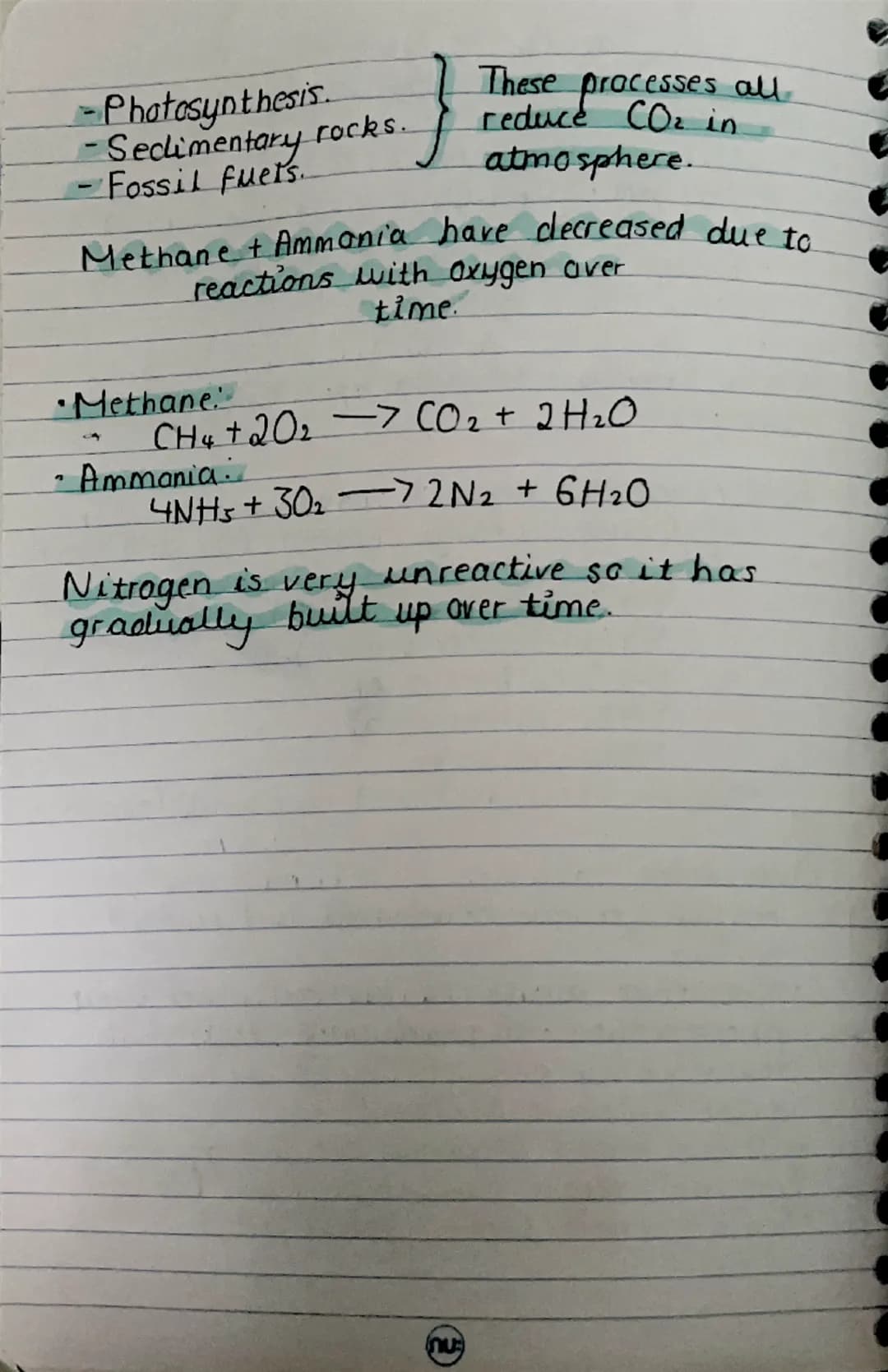 The Earths Atmosphere
Atmosphere Air
• Nitrogen (80% /79%) N₂
Oxygen (20%) O₂
Argon (0.9%)
•
Carbon Dioxide (0.09%)
Other noble gases.
Water