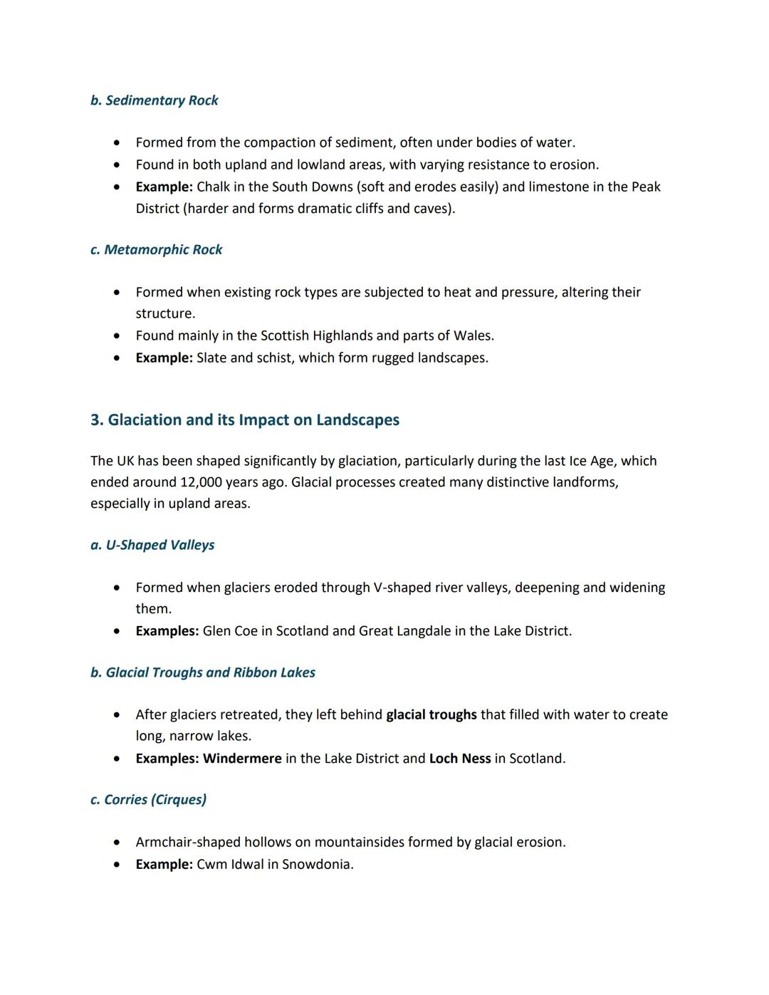 # UK Landscapes - GCSE Geography

The UK has a diverse range of physical landscapes, shaped by various geological, climatic, and
human proce