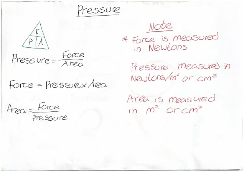 Radius
chard
Parts of a Circle
Diameter
Arc
Segment
Ba
O
Circumference
о
Tangent
C
Sector F
"PA
Pressure =
Pressure
Force
Area
Force = Press