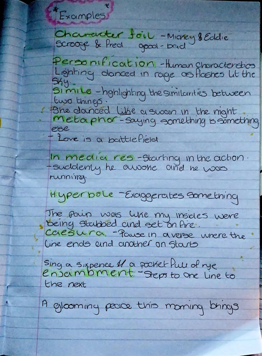 *
*
Examples
Character foil - Mickey & Eddie
Scrooge & fred good-bad
Personification - Human Characteristics
Lighting danced in rage as flas