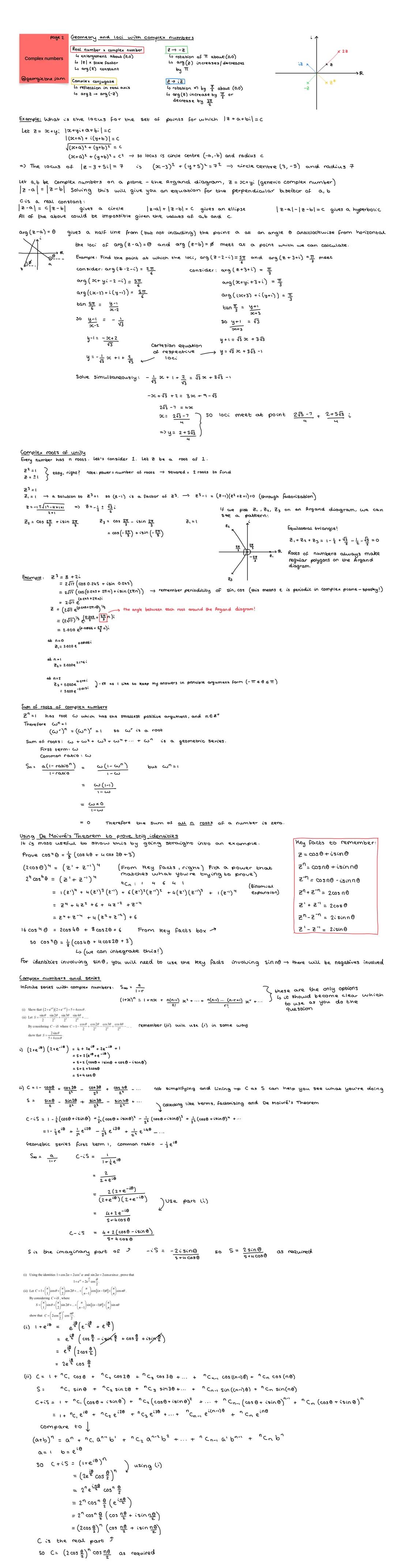 Complex numbers
page 1
Therefore
@georgie the jam
Argand diagrams are used
to illustrate complex numbers geometrically. The real component i
