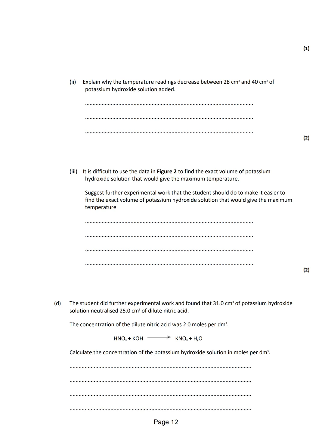 
<p>Q1. A student investigated the temperature change when zinc reacts with copper sulfate solution. The student used a different concentrat