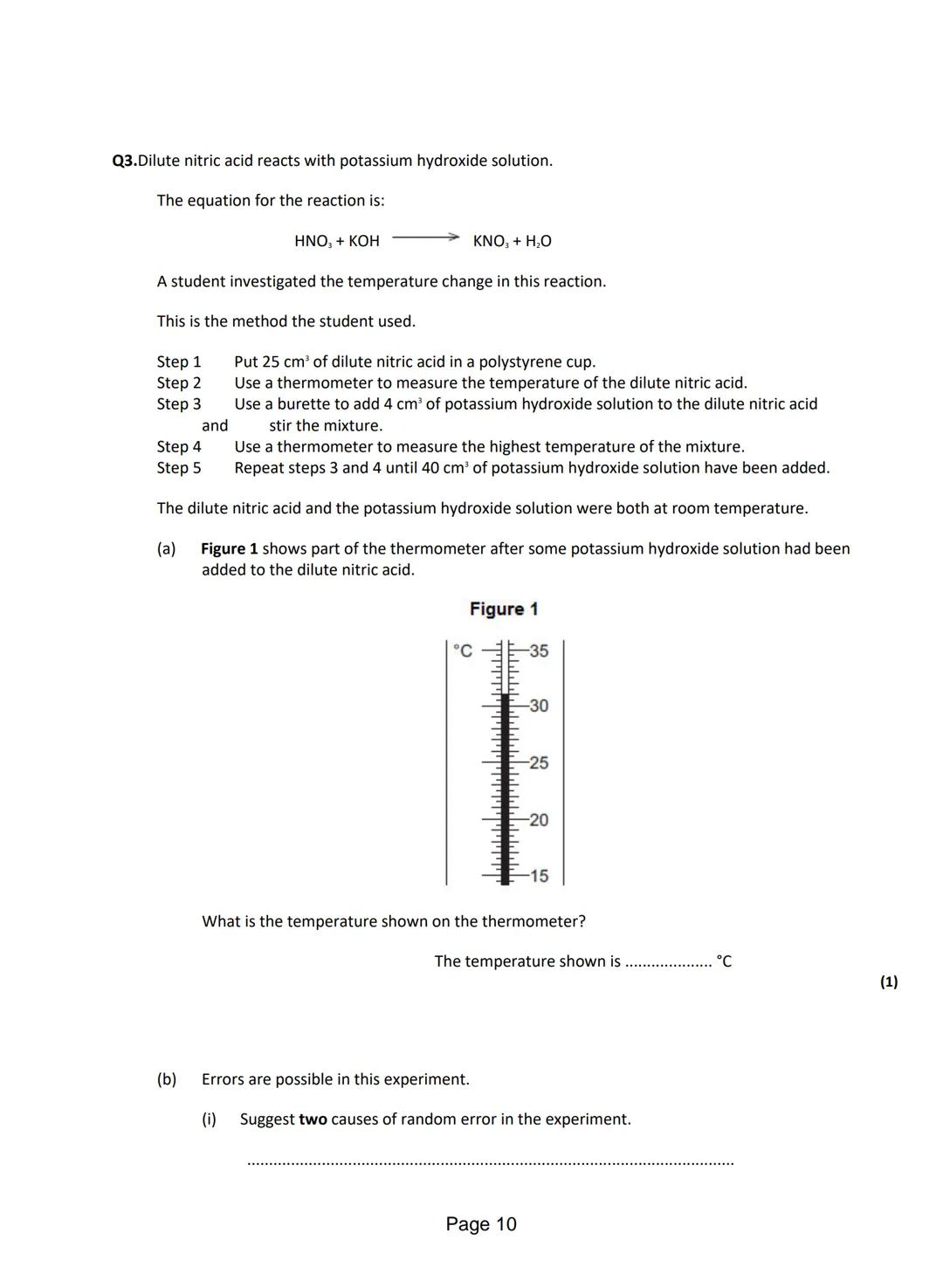 
<p>Q1. A student investigated the temperature change when zinc reacts with copper sulfate solution. The student used a different concentrat