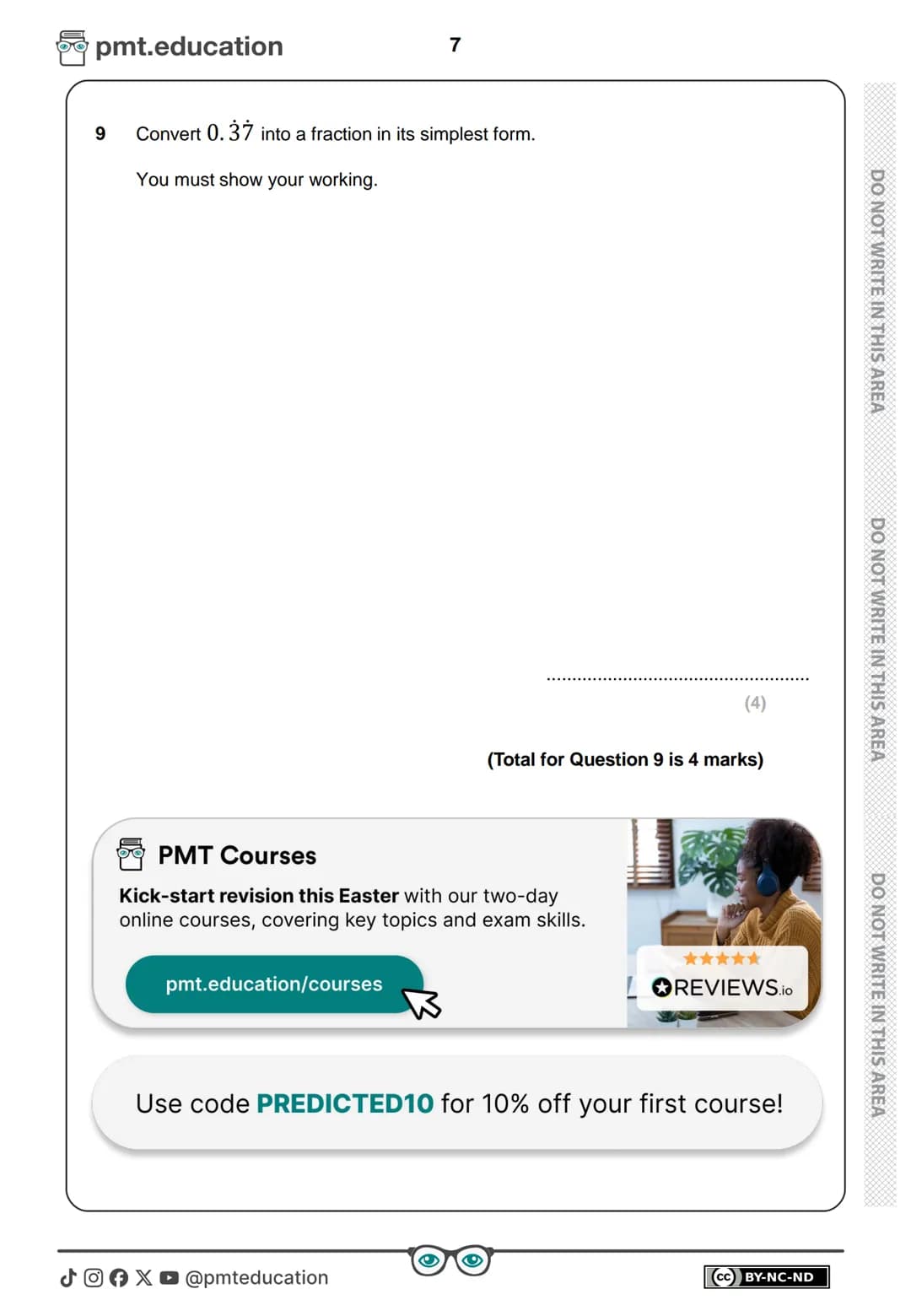 # PMT Education
# Predicted Paper 2025
based on Pearson Edexcel GCSE (9-1)
Time: 1 hour 30 minutes  Paper
reference  1MA1/1H
# Mathematics
P