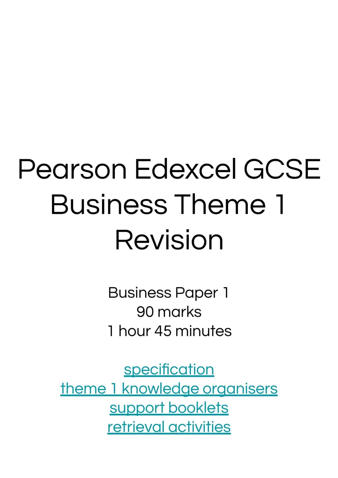 Edexcel Business Theme 1 Revision Notes PDF – Free Study Guide for GCSE & A Level