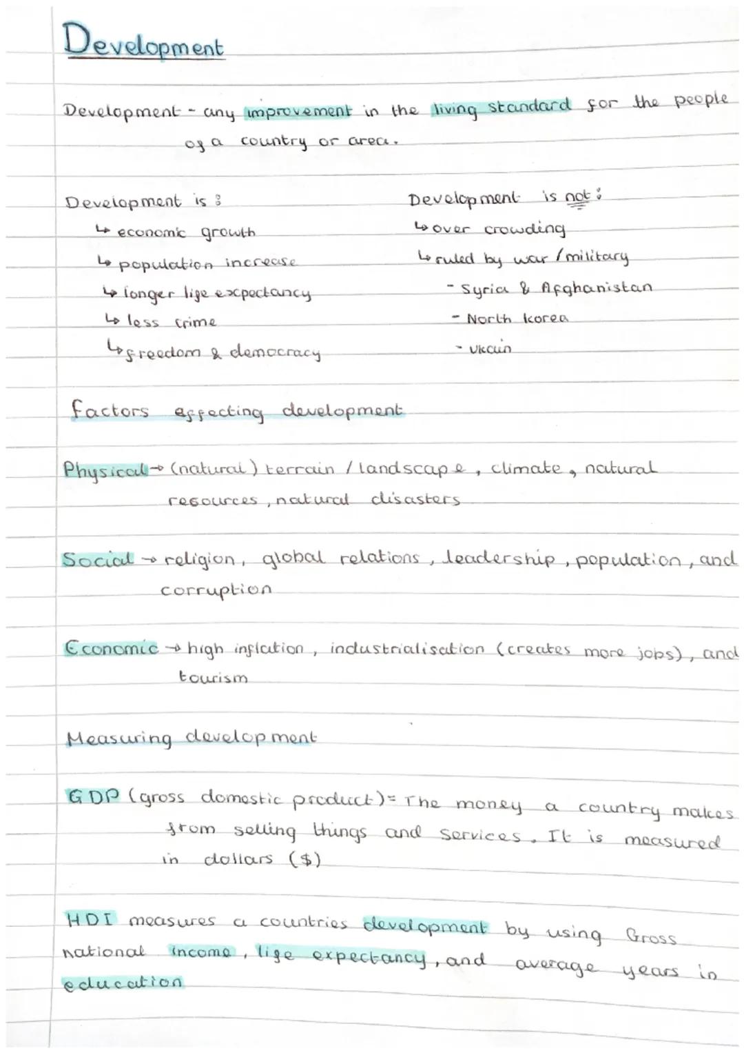 Development
Development - any improvement in the living standard for the people
of a country or area.
Development is :
Development is not :
