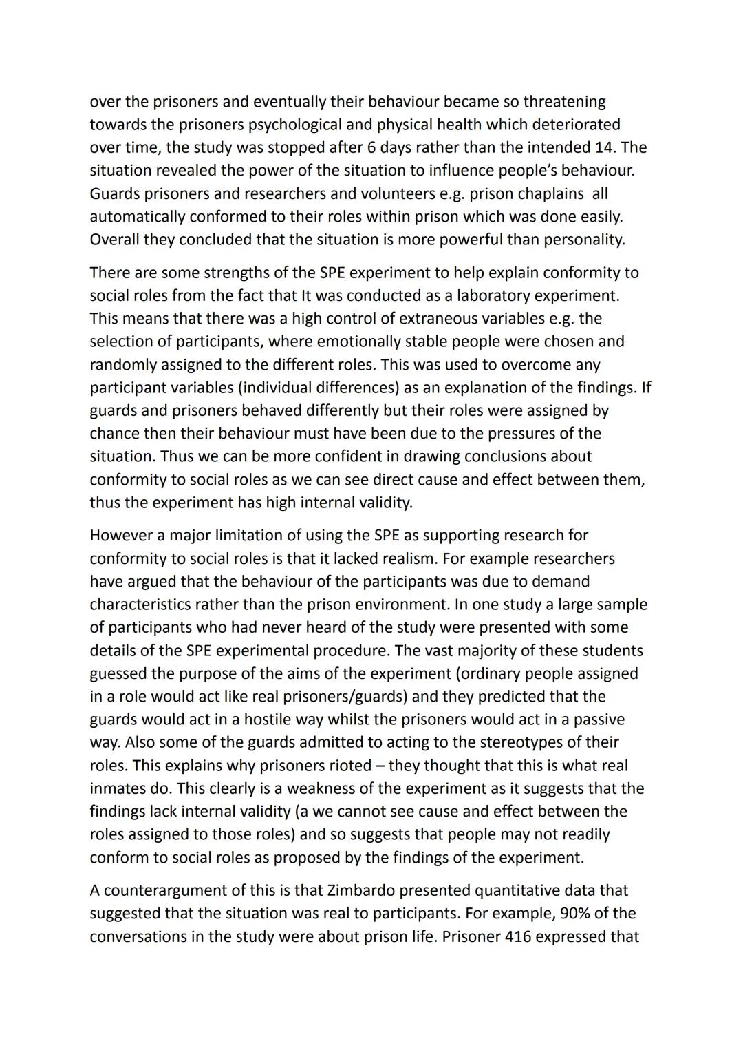 Essay 3: Describe and evaluate research into conformity to social roles (Only
Zimbardo's study)

Social roles are the parts that people play