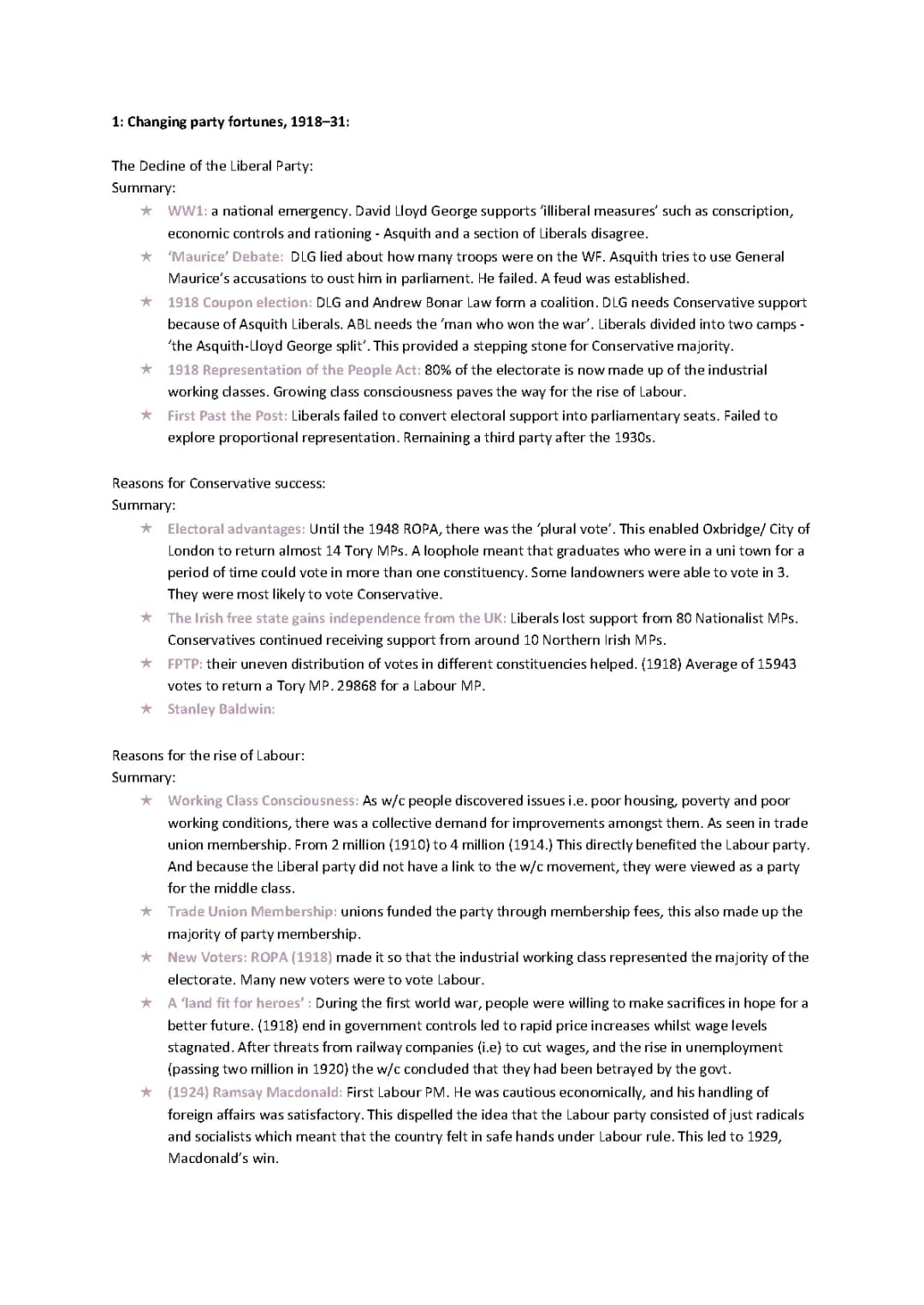 Changing Political Landscape Britain 1918-79 Notes, Quizlet, PDF & Free Info for Kids