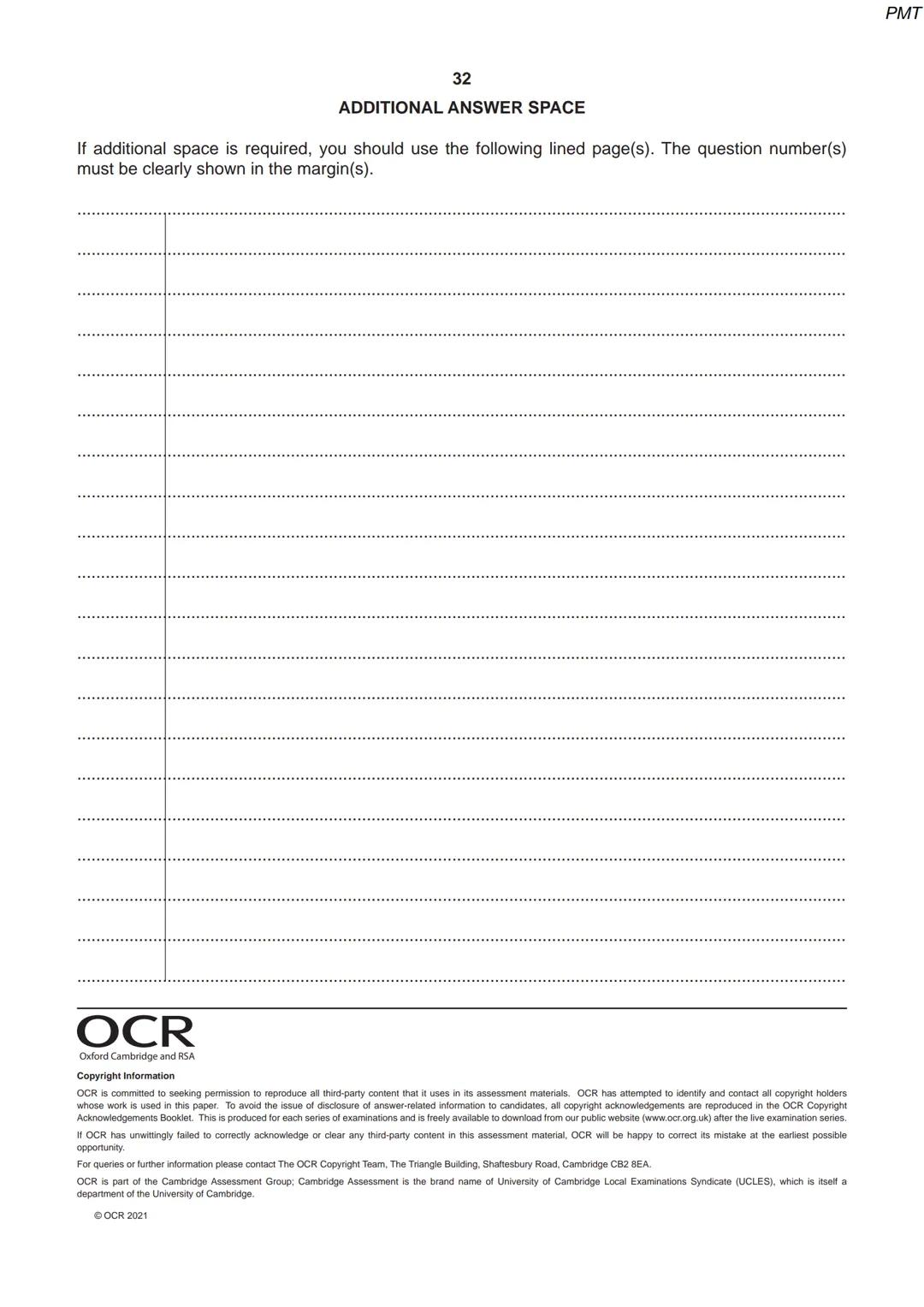 8334 36 45
OCR
Oxford Cambridge and RSA
Thursday 14 October 2021 - Morning
A Level Physics A
H556/02 Exploring physics
Time allowed: 2 hours